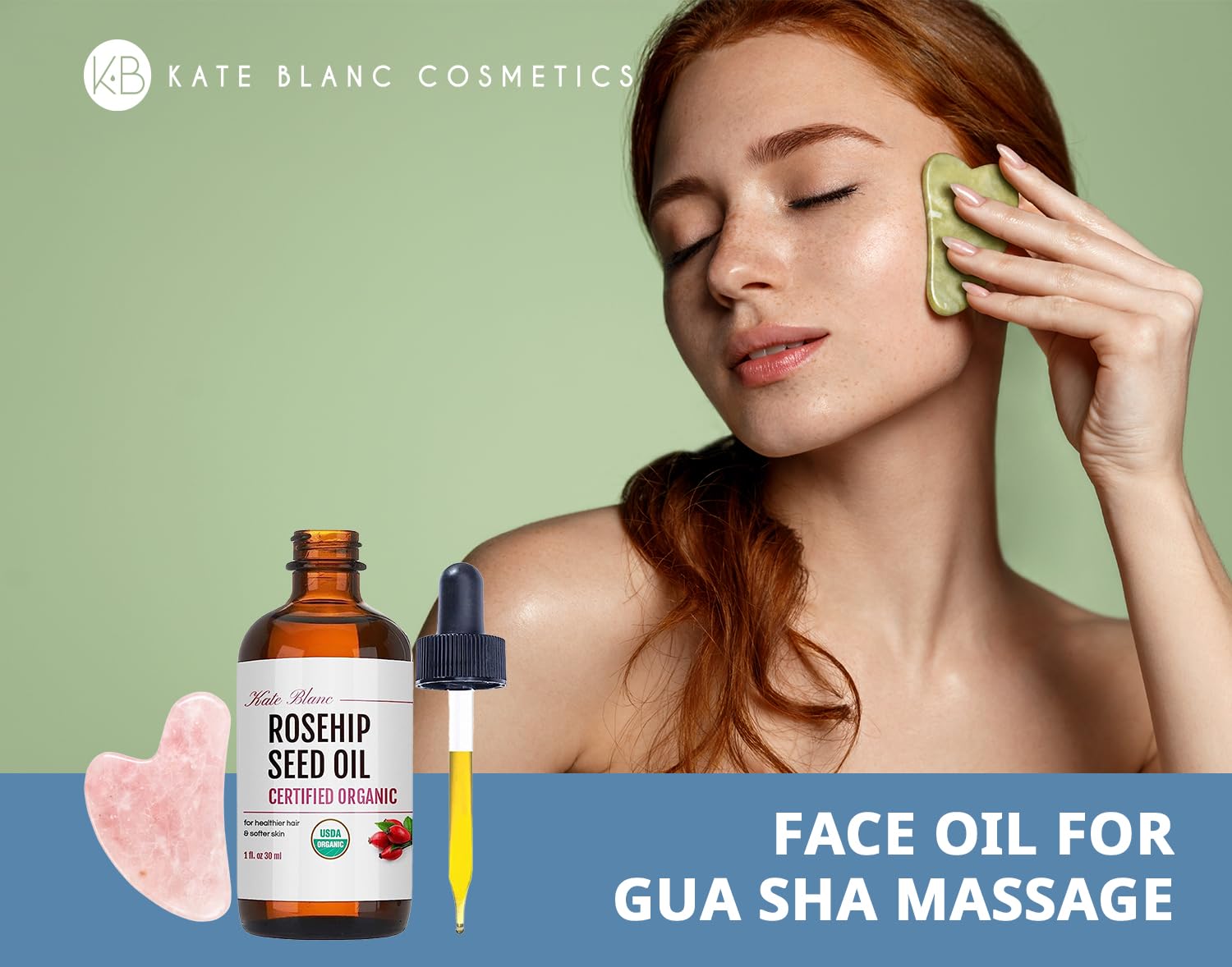 Foto 7 pulgar | Aceite De Rosa Mosqueta Kate Blanc Cosmetics 30 Ml Con Kit Gua Sha Stone - Venta Internacional.