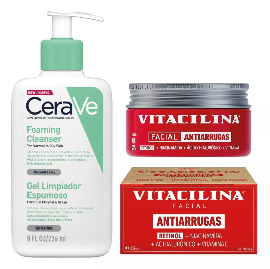 Foto 2 pulgar | Kit Skincare Facial Anti-arrugas Y Restaurador Cerave Vitacilina