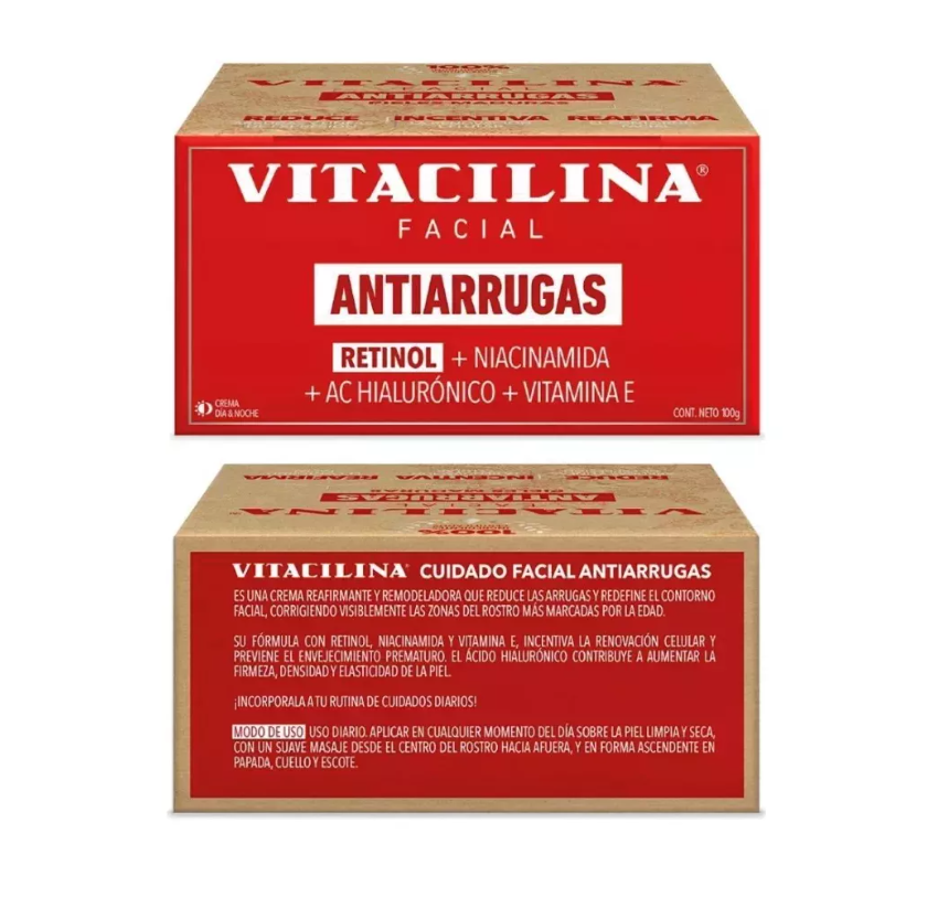 Foto 2 pulgar | Vitacilina Facial Antiarrugas Con Retinol, Niacinamida, Ácido Hialurónico Y Vitamina E 30g | Crema Rejuvenecedo