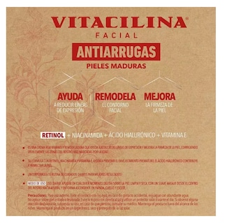 Foto 3 | Vitacilina Facial Antiarrugas Con Retinol, Niacinamida, Ácido Hialurónico Y Vitamina E 30g | Crema Rejuvenecedo