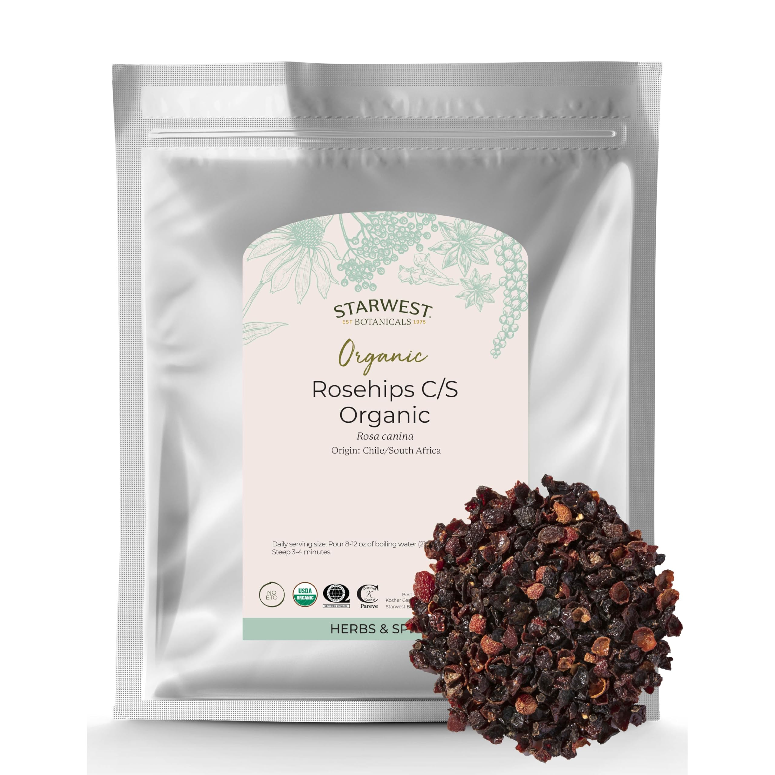 Hierba Orgánica Starwest Botanicals De Rosa Mosqueta Seca, Bolsa De 454 G - Venta Internacional.