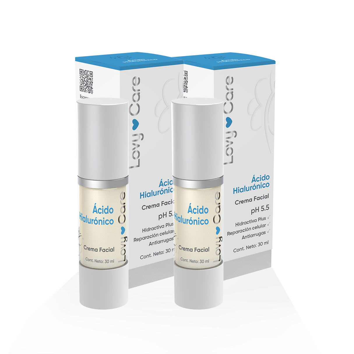 Foto 2 pulgar | Lovy Care Pack 2x1 Crema Facial Con Ácido Hialurónico, 30 Ml C/u, Ph 5.5, Hidratación Profunda Y Efecto Antiarrugas