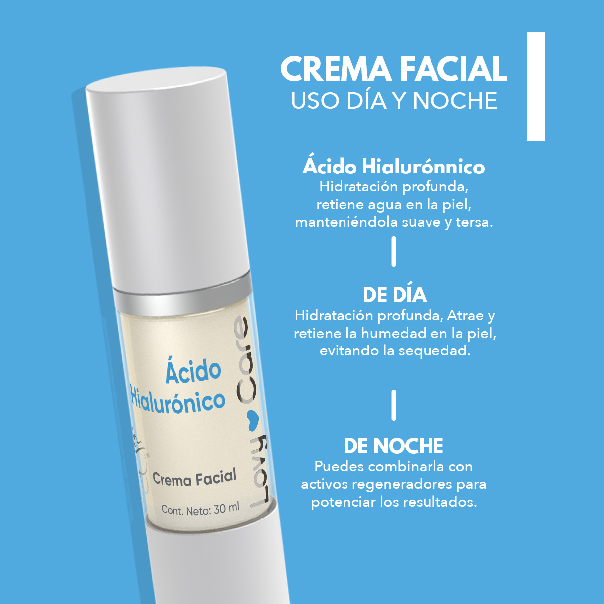 Foto 3 pulgar | Lovy Care Pack 2x1 Crema Facial Con Ácido Hialurónico, 30 Ml C/u, Ph 5.5, Hidratación Profunda Y Efecto Antiarrugas