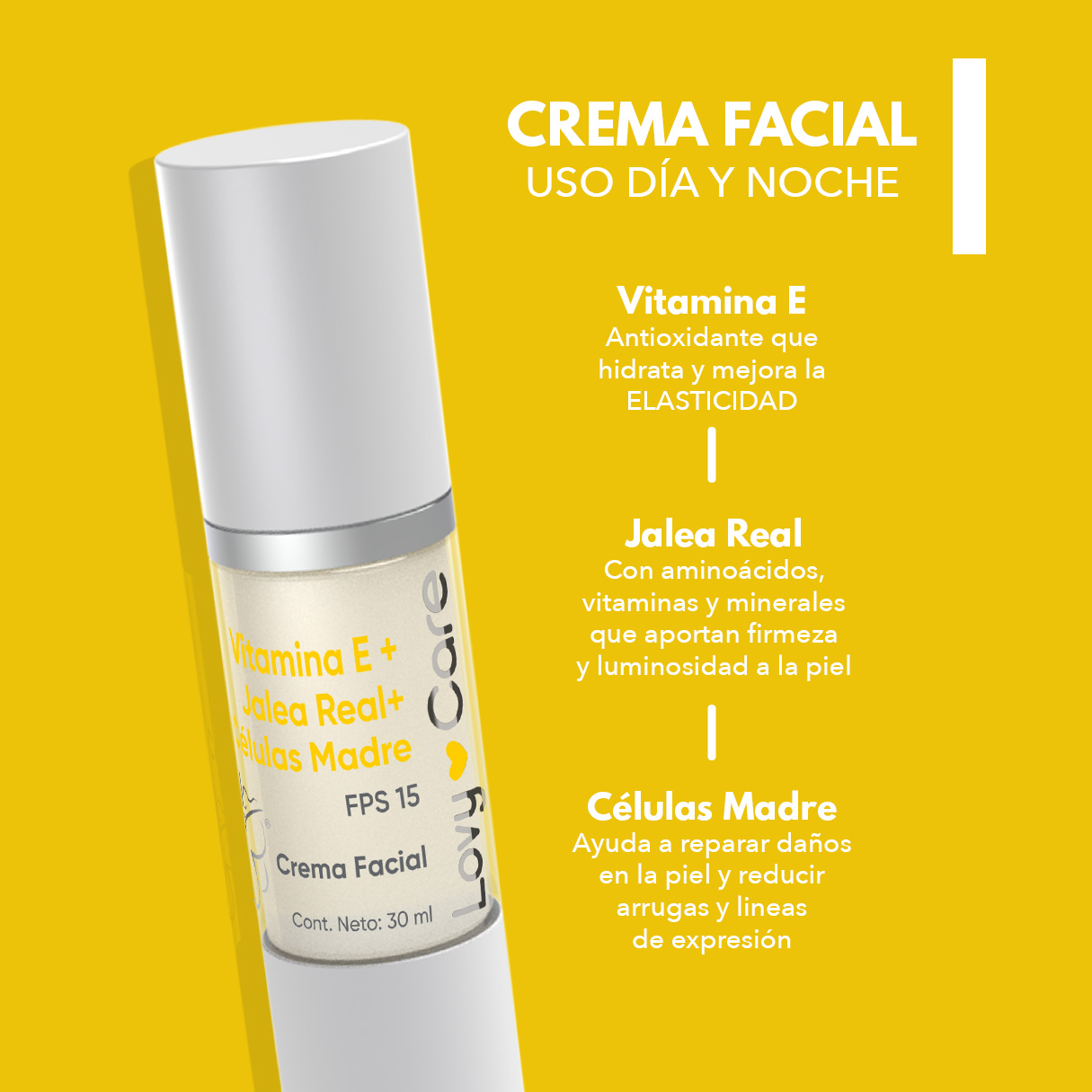 Foto 3 pulgar | Lovy Care Pack 2x1 Crema Facial Con Vitamina E, Jalea Real Y Células Madre, 30 Ml C/u, Ph 5.5 Regeneración Y Antiedad