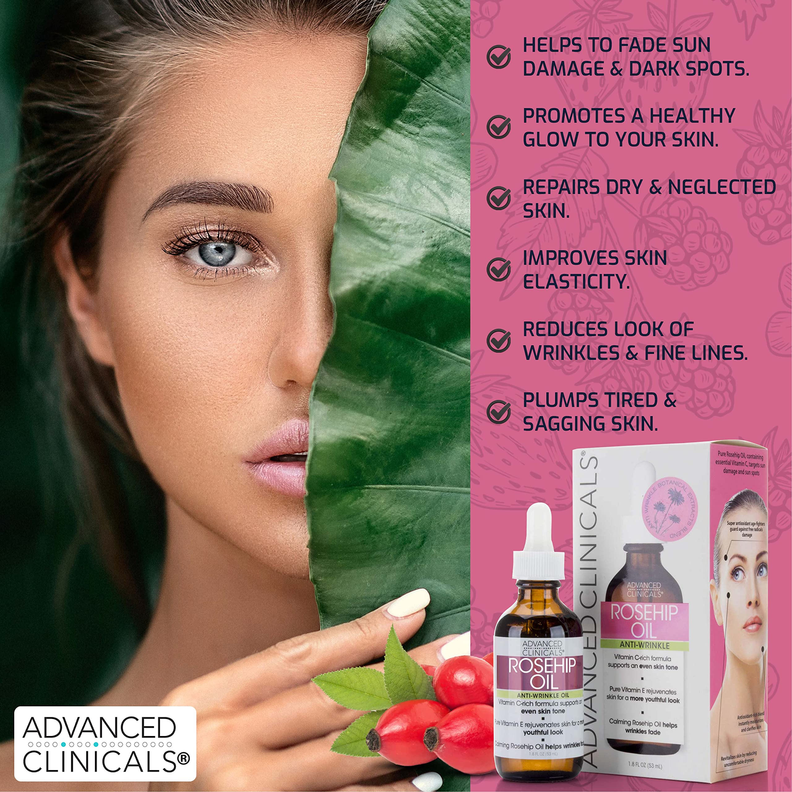 Foto 4 pulgar | Sérum Para El Cuidado De La Piel Facial, Aceite De Rosa Mosqueta De Advanced Clinicals, 50 Ml - Venta Internacional.