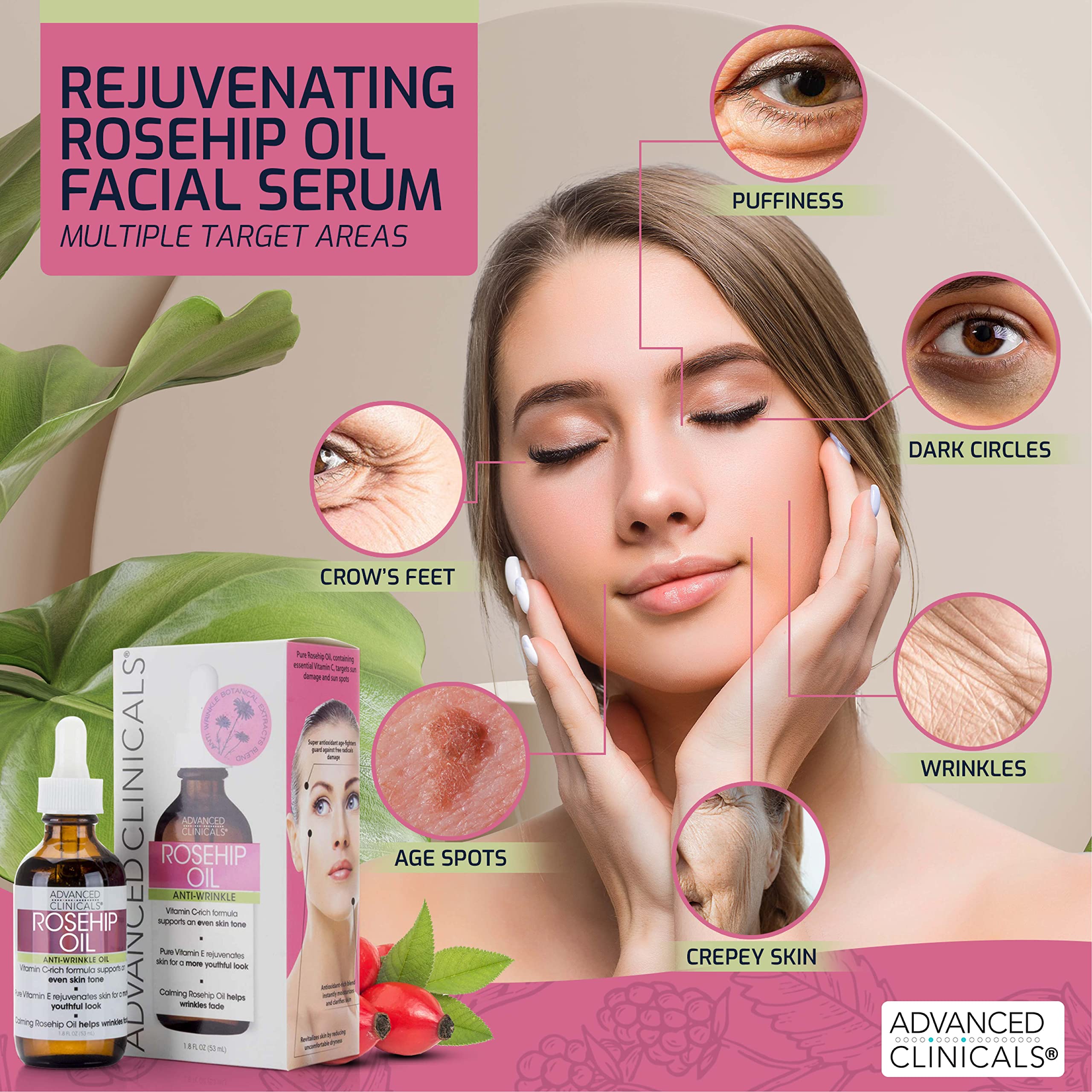 Foto 4 | Sérum Para El Cuidado De La Piel Facial, Aceite De Rosa Mosqueta De Advanced Clinicals, 50 Ml - Venta Internacional.