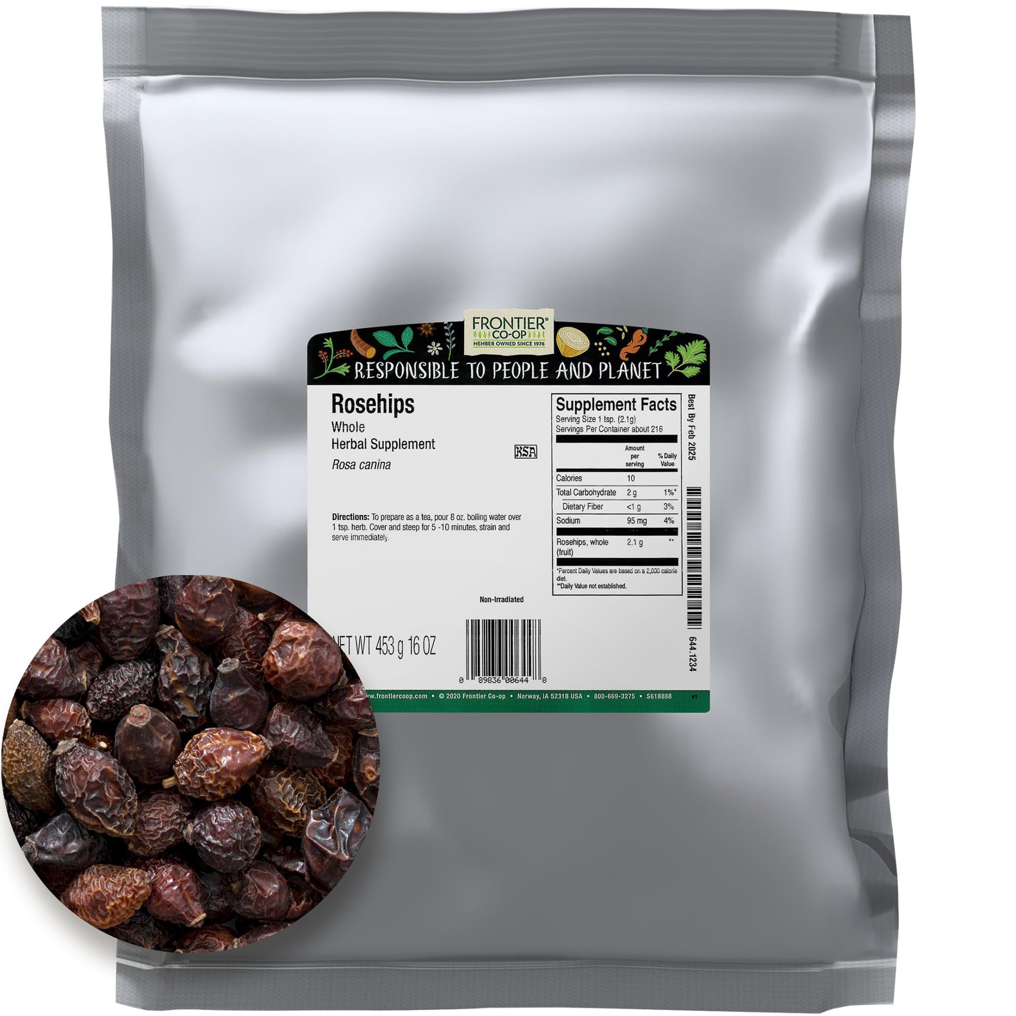 Foto 1 | Escaramujos Secos Frontier Co-op Orgánicos Enteros 454 G - Venta Internacional.