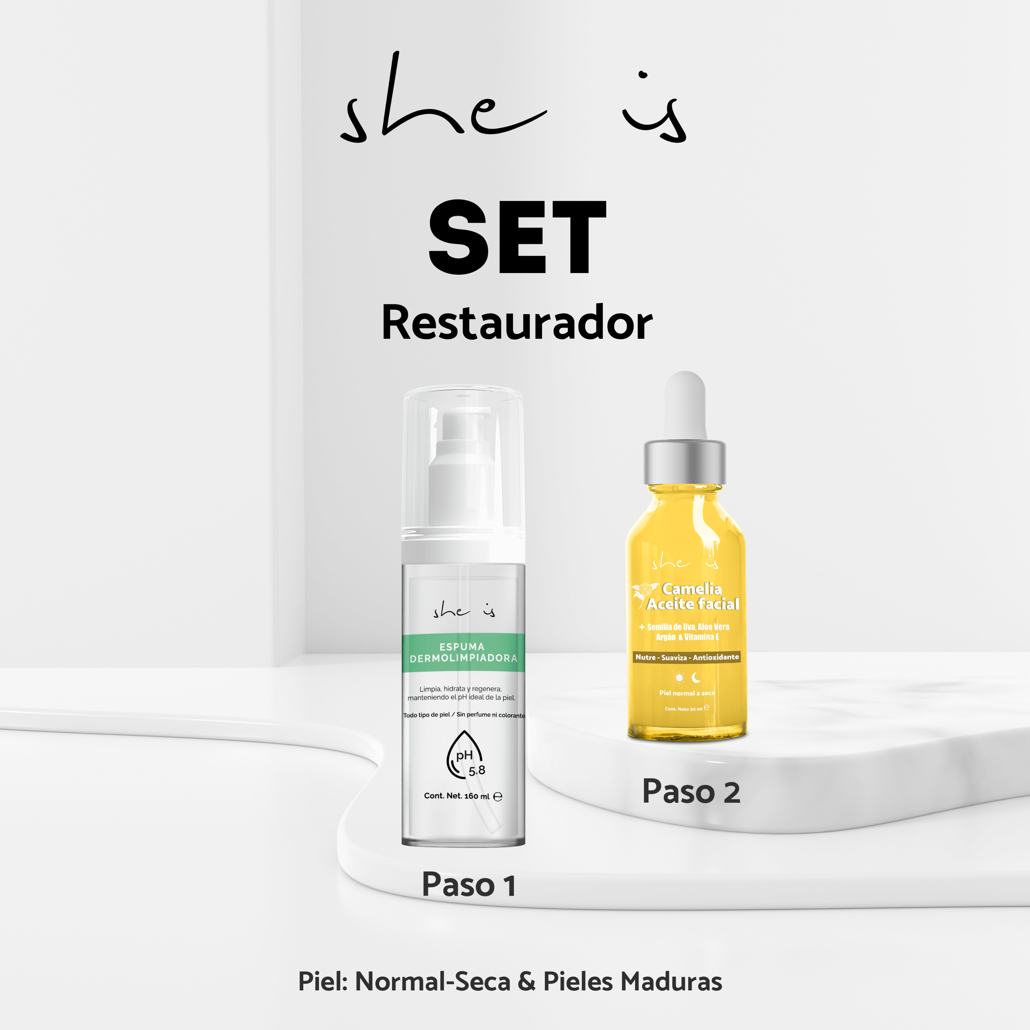 Foto 2 | Kit Facial Restaurador She is Skincare Sérum Nutritivo + Espuma Dermolimpiadora