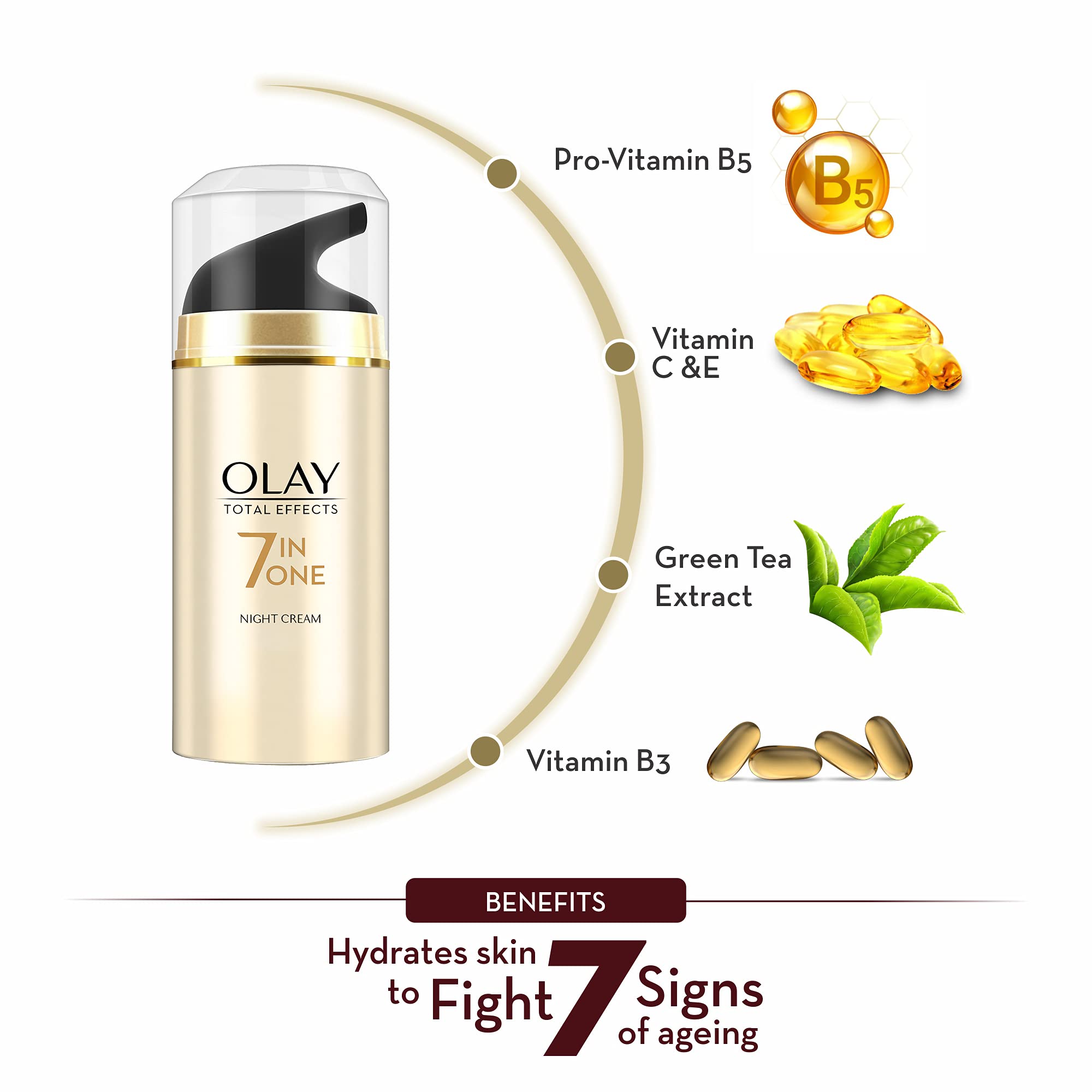 Foto 4 pulgar | Crema De Noche Olay Total Effects 7 En 1 50 Ml - Venta Internacional.