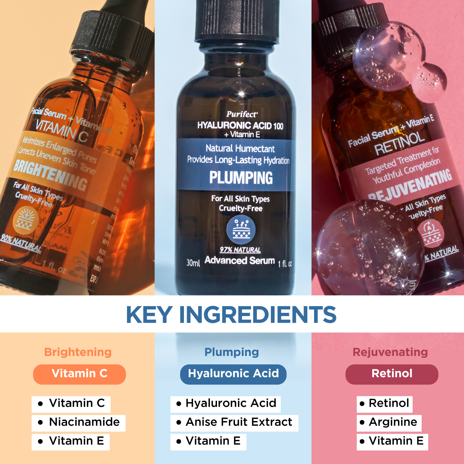 Foto 4 pulgar | Serum Purifect Trio Con Vitamina C, 30 Ml, Retinol Y Ácido Hialurónico - Venta Internacional.