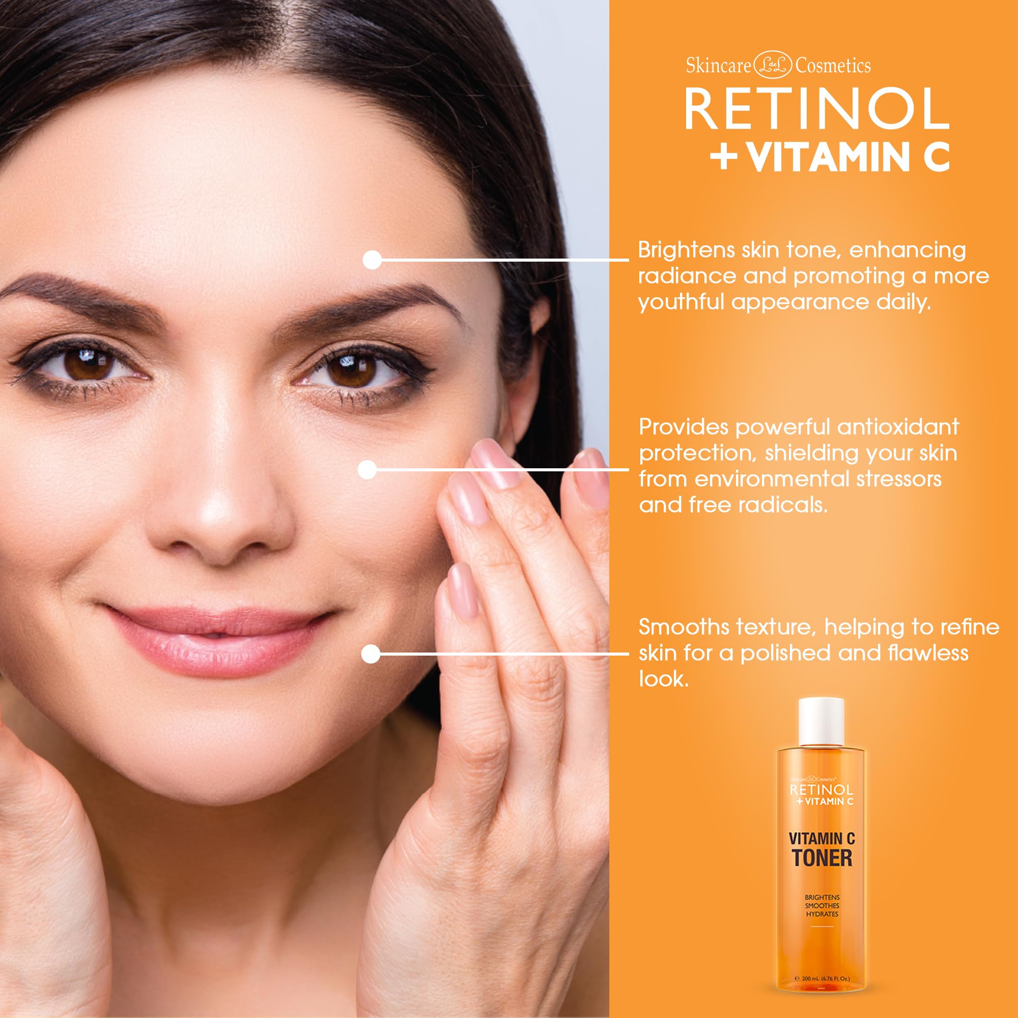Foto 3 | Tónico Facial Con Retinol Y Vitamina C, Iluminador Y Antienvejecimiento, 200 Ml - Venta Internacional.