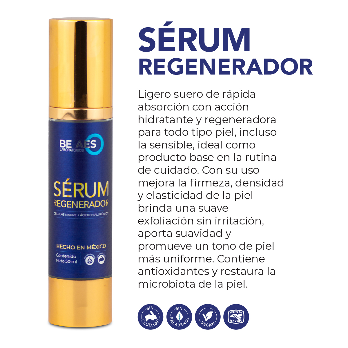 Foto 3 pulgar | Sérum Facial Be Aes Células Madre y Ácido Hialurónico 50 ml
