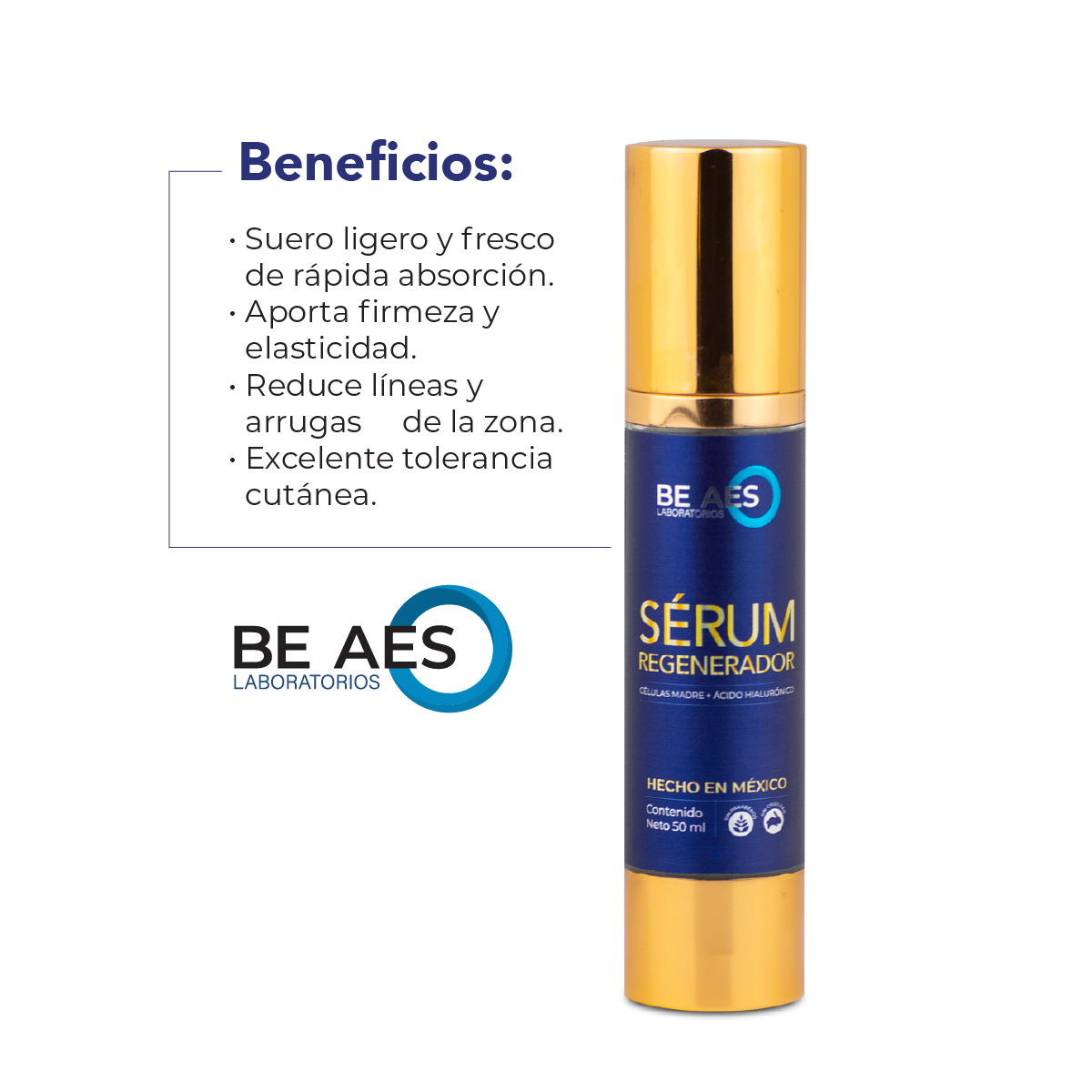 Foto 5 | Sérum Facial Be Aes Células Madre y Ácido Hialurónico 50 ml