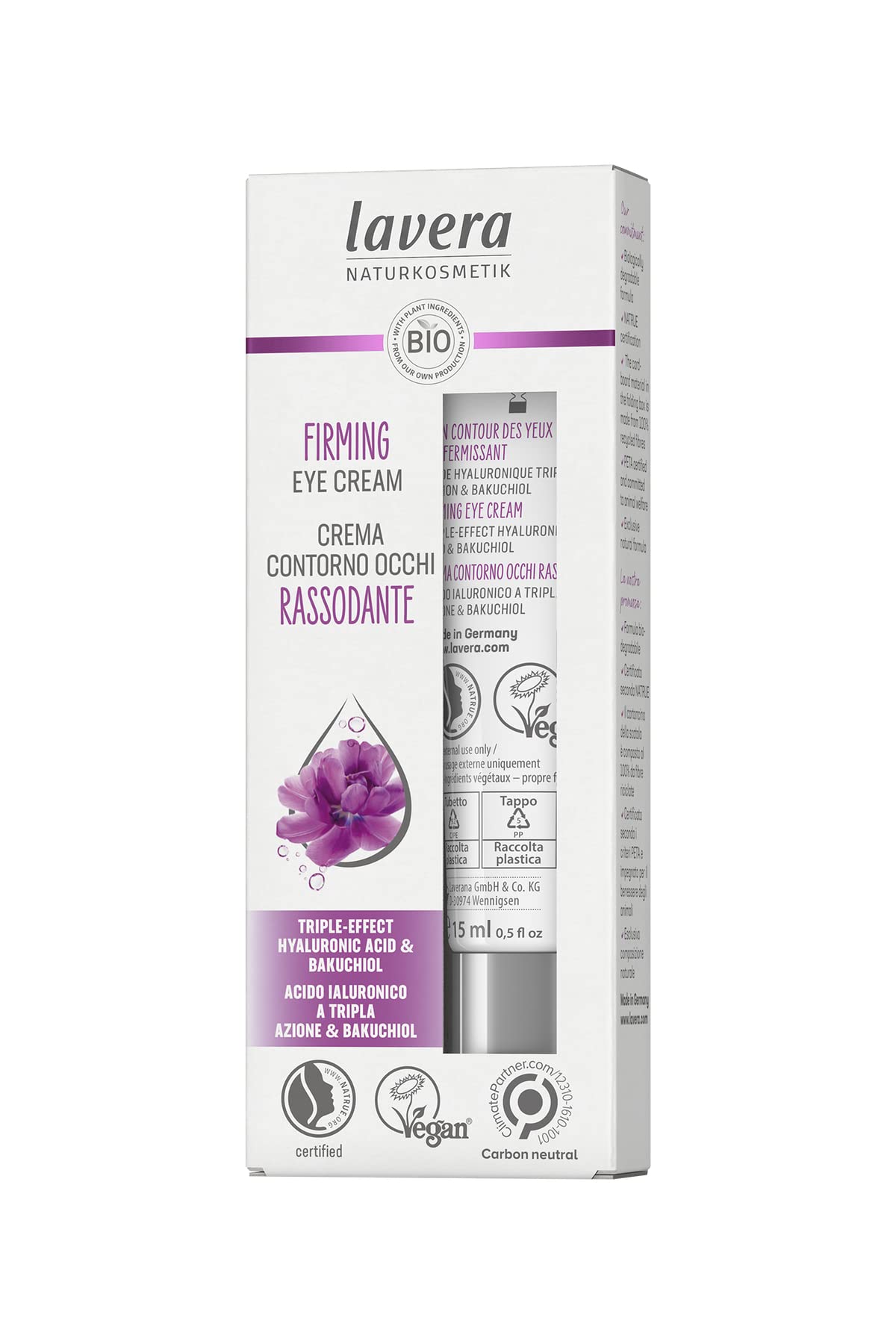 Crema De Ojos Lavera Organic Reafirmante Con Ácido Hialurónico 15ml - Venta Internacional. $1,042