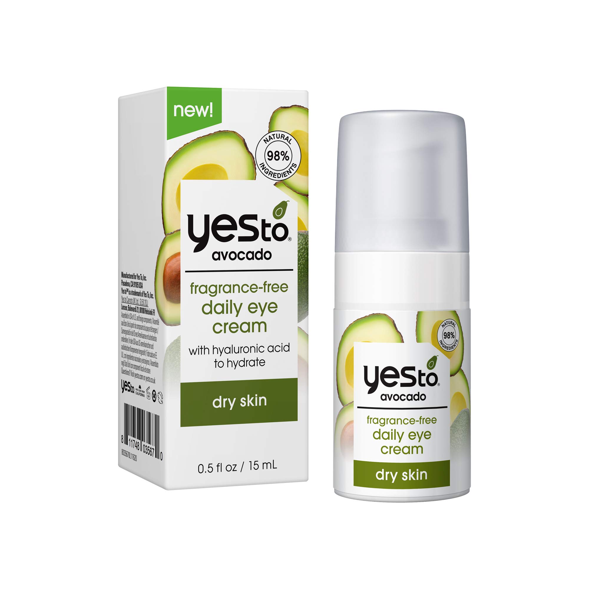 Foto 2 | Crema Hidratante Diaria Para Ojos Yes To Avocado, 15 Ml, Sin Fragancia - Venta Internacional.