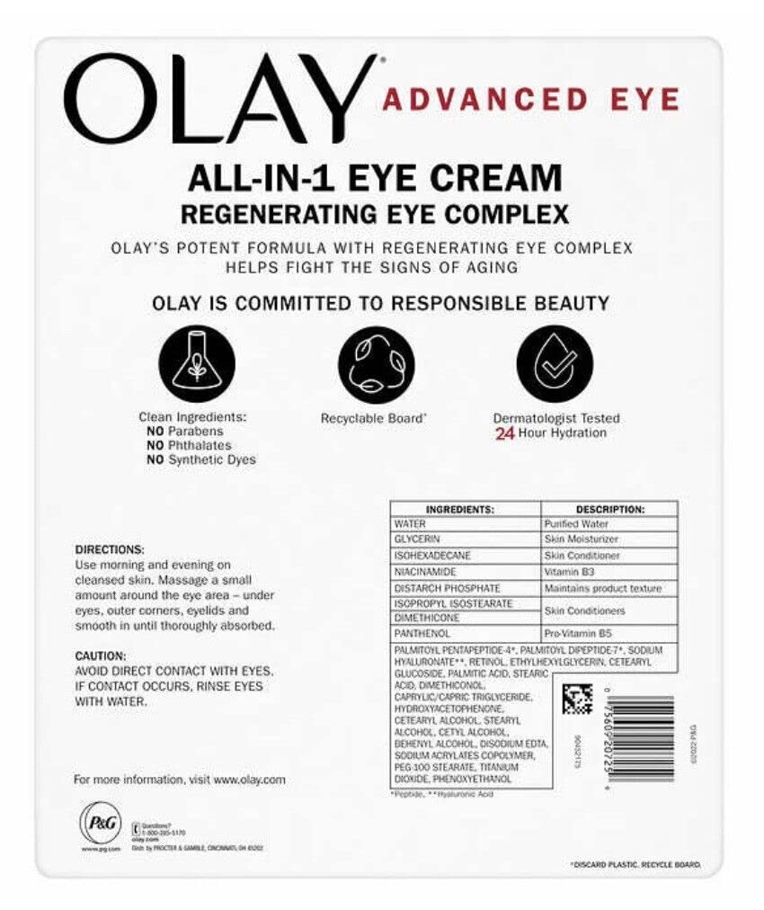 Foto 3 pulgar | Crema De Ojos Olay Advanced Eye Regeneration 15 Ml (paquete De 2) - Venta Internacional.