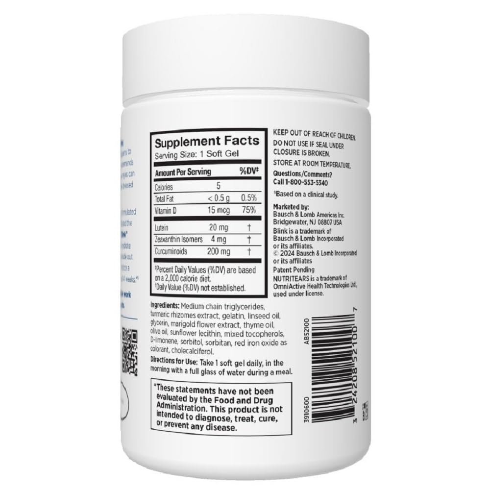 Foto 7 | Suplemento Blink Nutritears Para Ojos Secos, 50 Cápsulas Blandas - Venta Internacional.