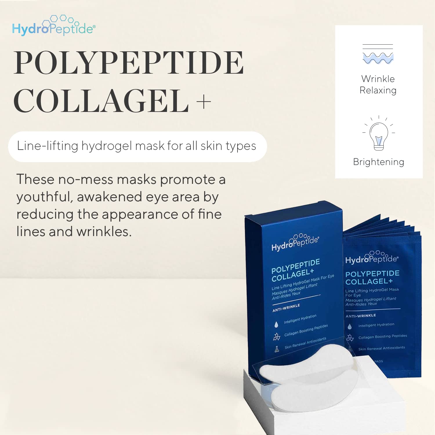Foto 3 pulgar | Máscaras Para Ojos Hydropeptide Polipéptido Collagel 8 Tratamientos - Venta Internacional.