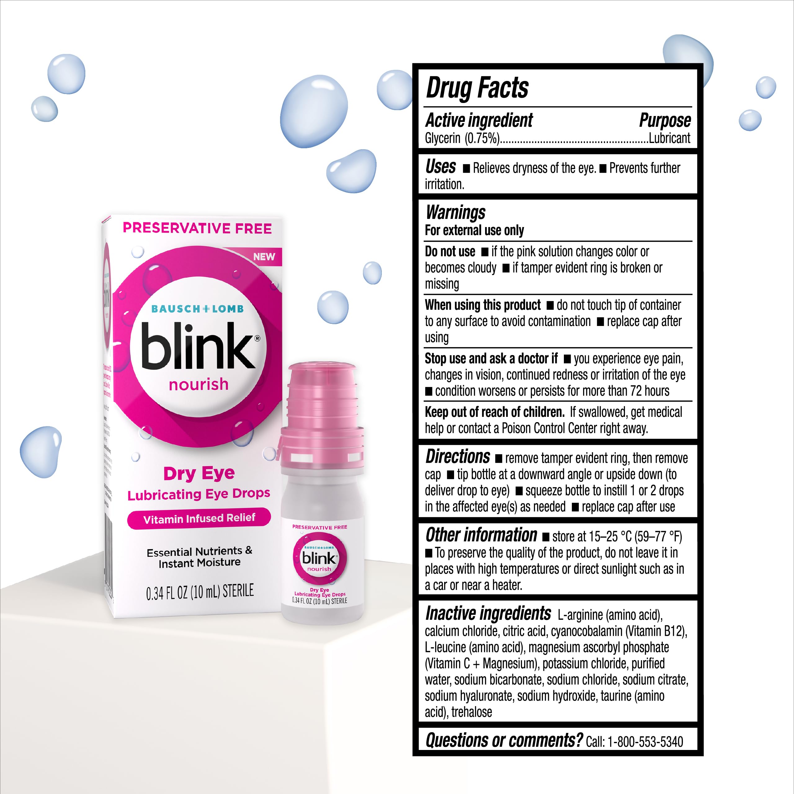 Foto 7 pulgar | Gotas Para Ojos Blink Nourish Para Ojos Secos, 10 Ml, Con Hialuronano B12 Y C - Venta Internacional.