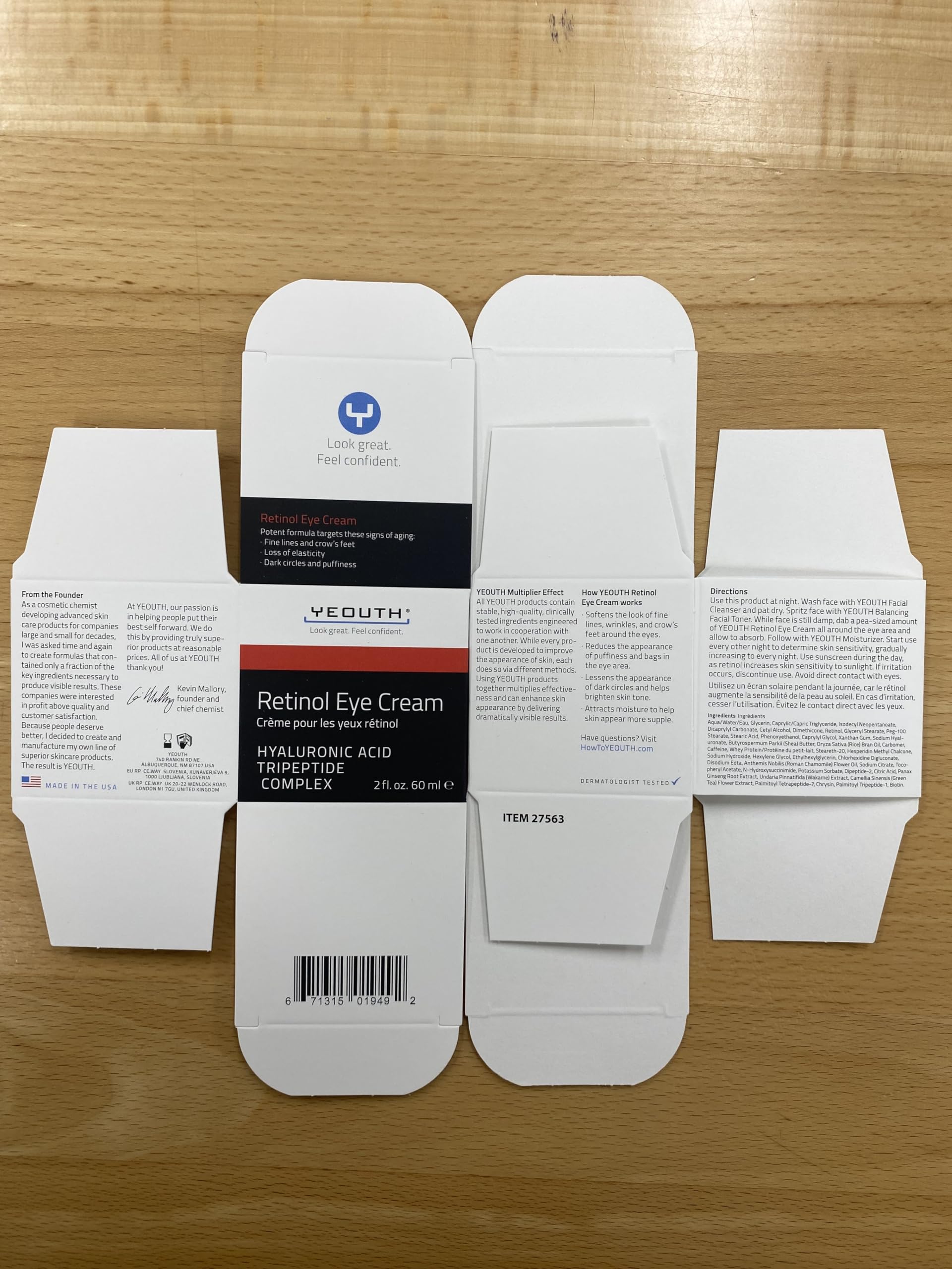 Foto 8 pulgar | Crema De Ojos Yeouth Retinol Con Ácido Hialurónico 30 Ml Para Ojeras - Venta Internacional.