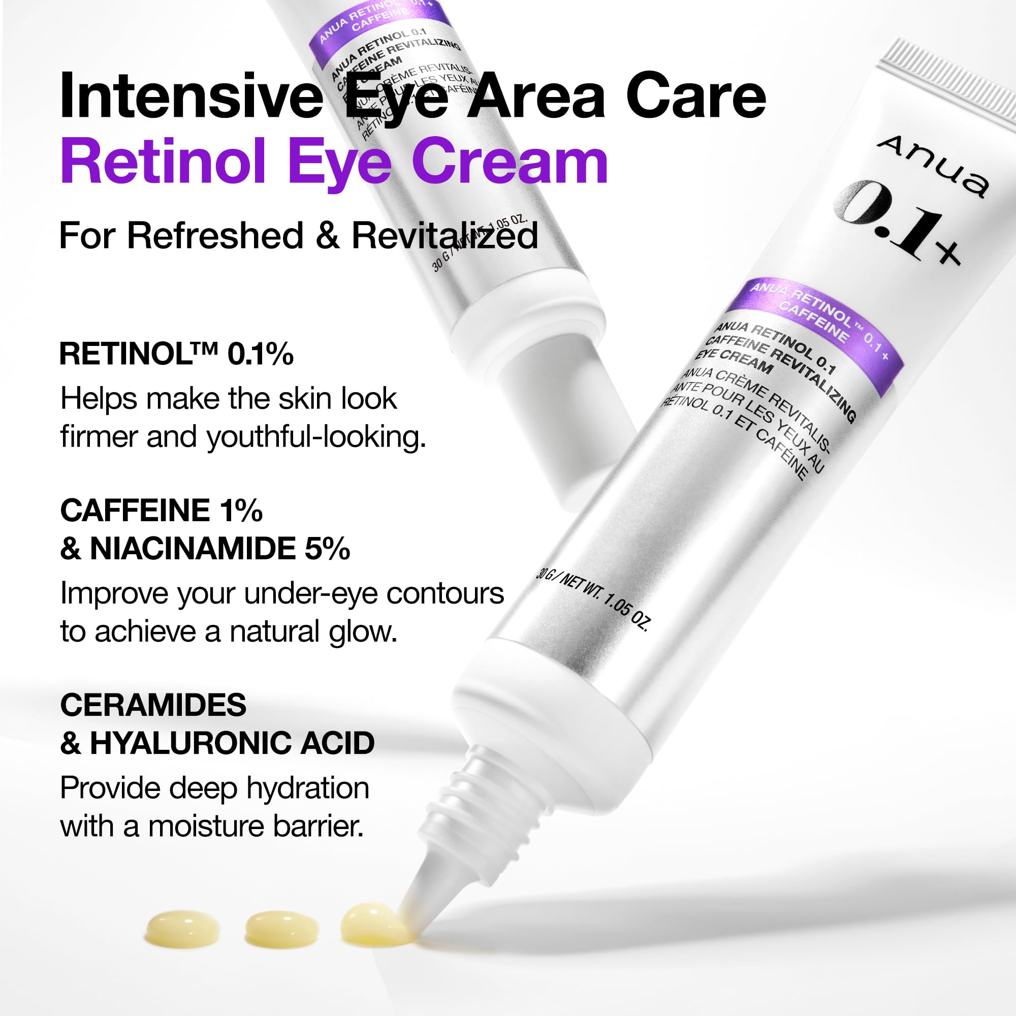 Foto 4 pulgar | Crema De Ojos Anua Retinol 0.1 Cafeína Revitalizante 30ml - Venta Internacional.