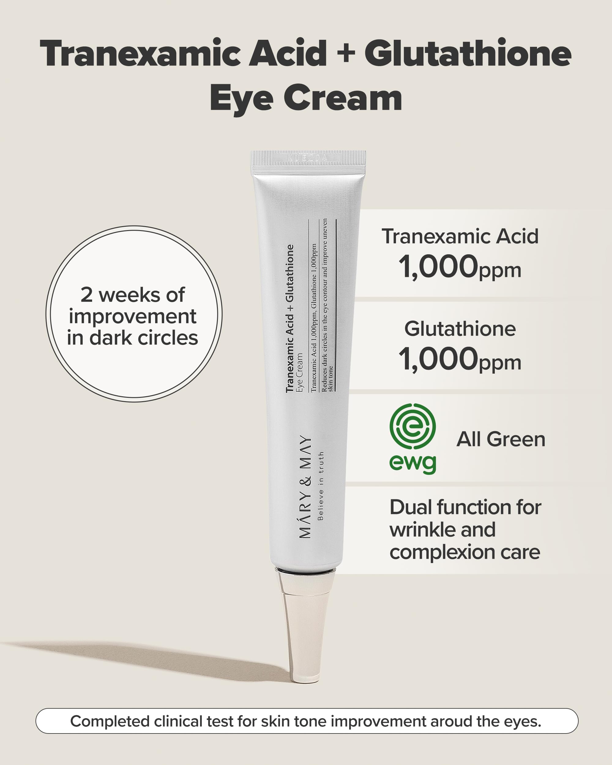 Foto 3 pulgar | Crema Para Ojos Mary&may Ácido Tranexámico+glutatión 30 Ml - Venta Internacional.