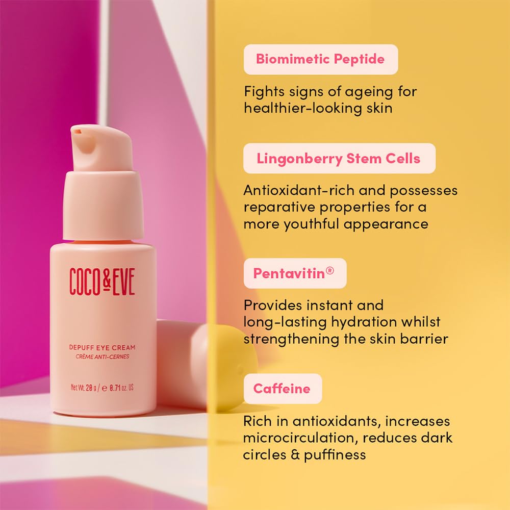 Foto 4 pulgar | Crema De Ojos Coco & Eve Depuff Para Hinchazón Y Ojeras, 20 Ml - Venta Internacional.