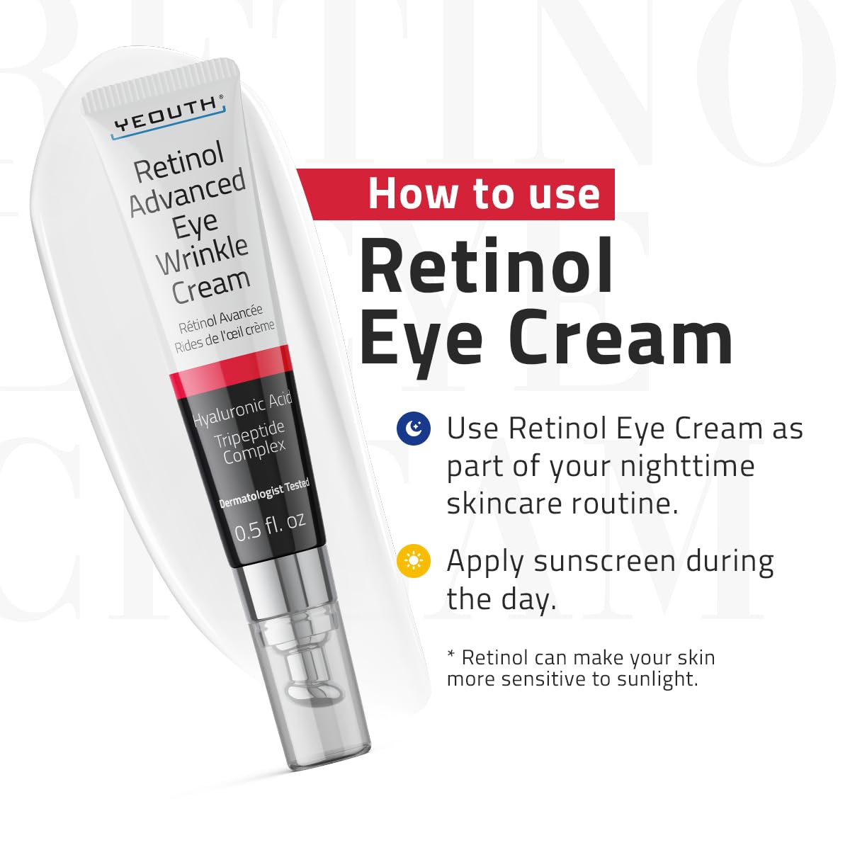 Foto 5 pulgar | Crema De Ojos Yeouth Retinol, Reafirmante Antienvejecimiento, 15 Ml, Con Ácido Hialurónico - Venta Internacional.
