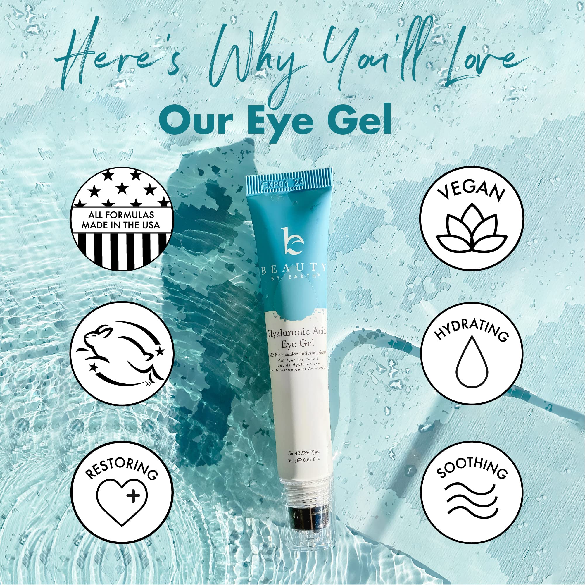 Foto 2 | Gel Para Ojos Beauty By Earth Con Ácido Hialurónico Antienvejecimiento - Venta Internacional.