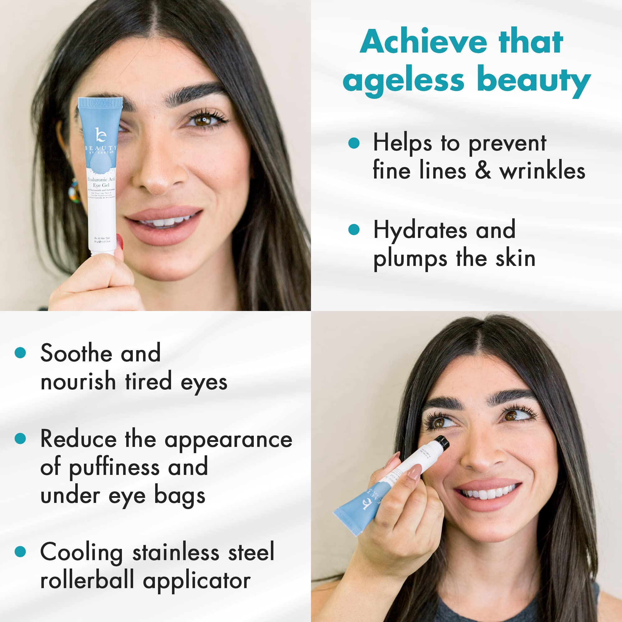 Foto 3 | Gel Para Ojos Beauty By Earth Con Ácido Hialurónico Antienvejecimiento - Venta Internacional.