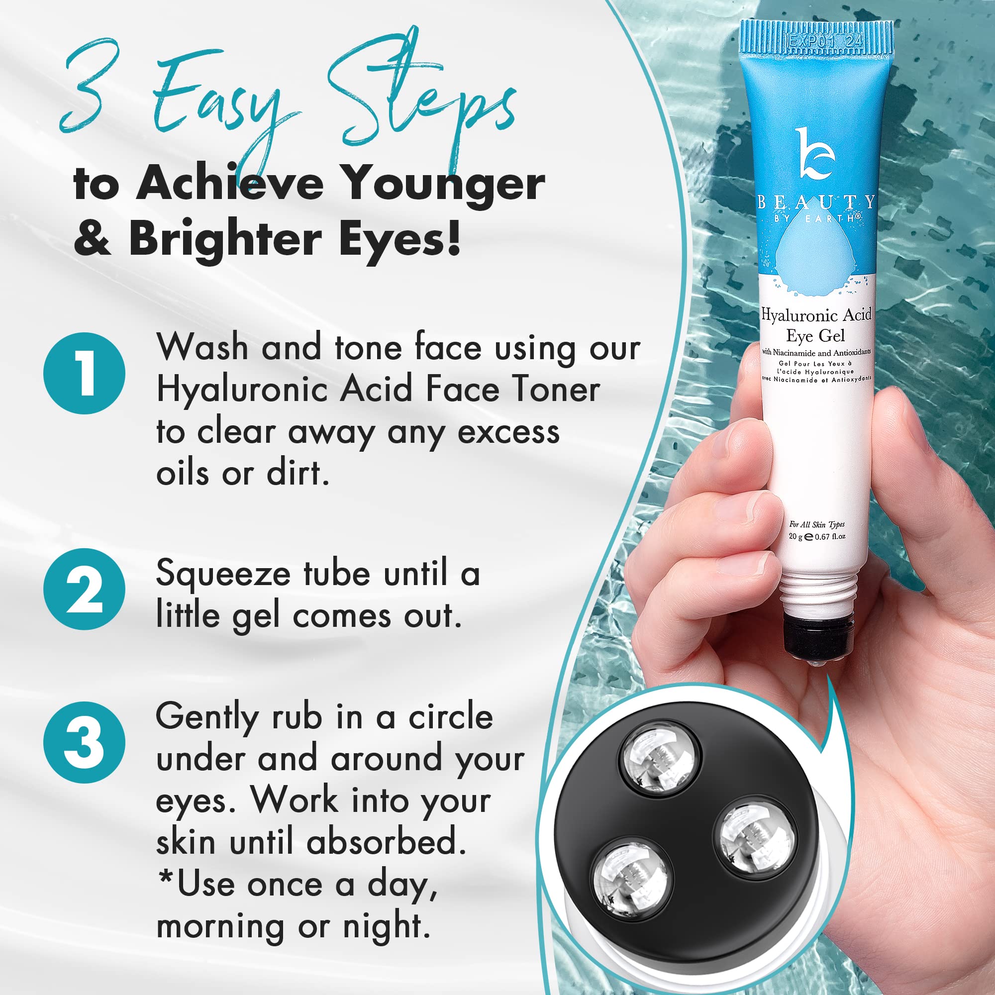 Foto 5 pulgar | Gel Para Ojos Beauty By Earth Con Ácido Hialurónico Antienvejecimiento - Venta Internacional.