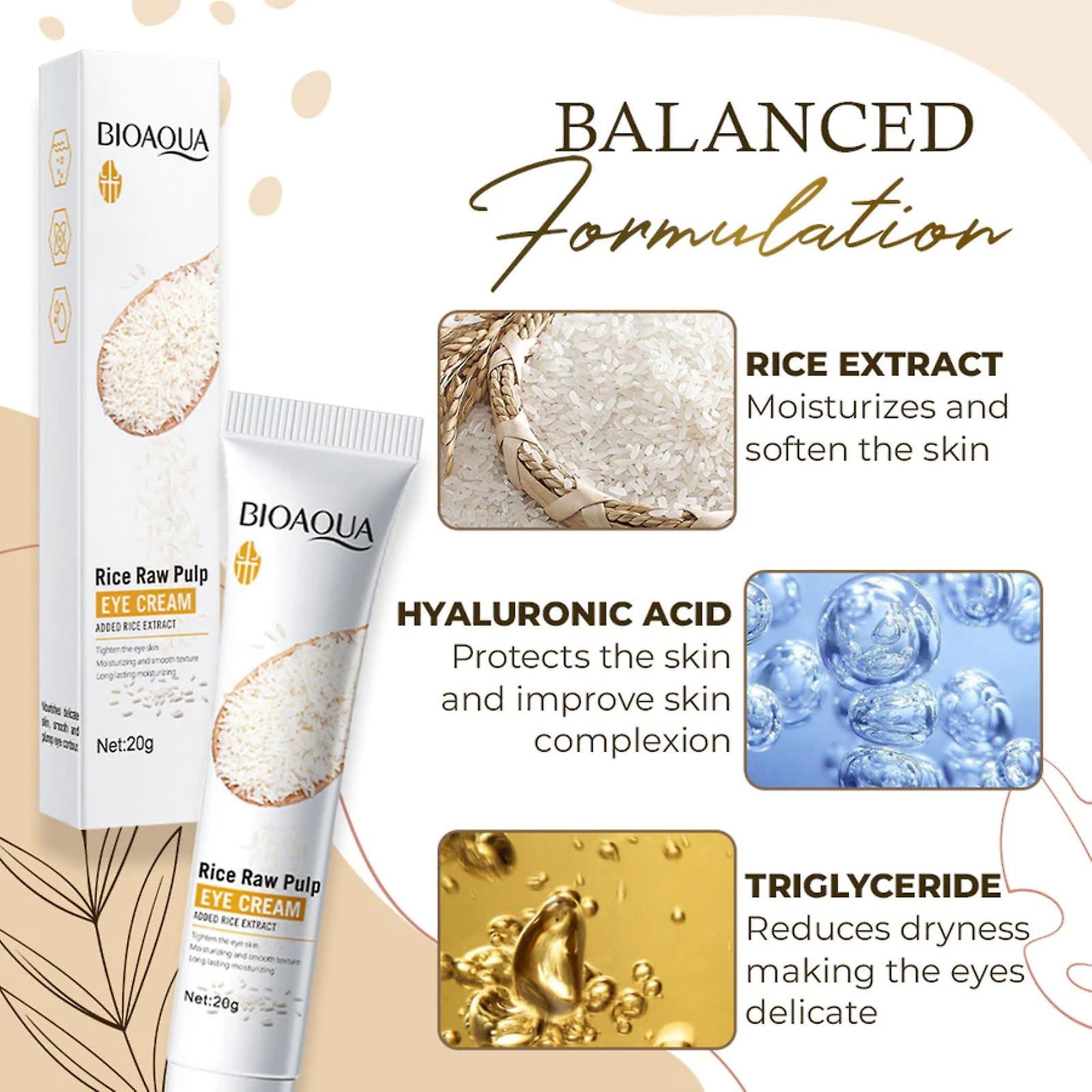 Crema Para Ojos Huoguo  Pulpa De Arroz  Ácido Hialurónico  20 G  Hidratante - Venta Internacional. $419