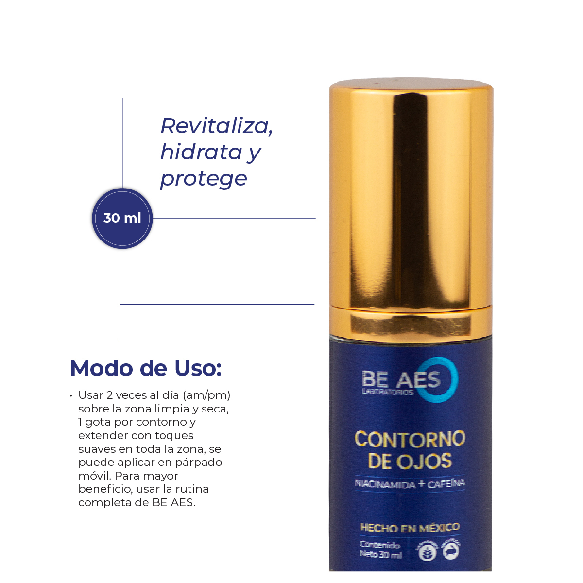 Foto 5 pulgar | Contorno De Ojos Be Aes Niacinamida Cafeína Y Péptidos 30ml