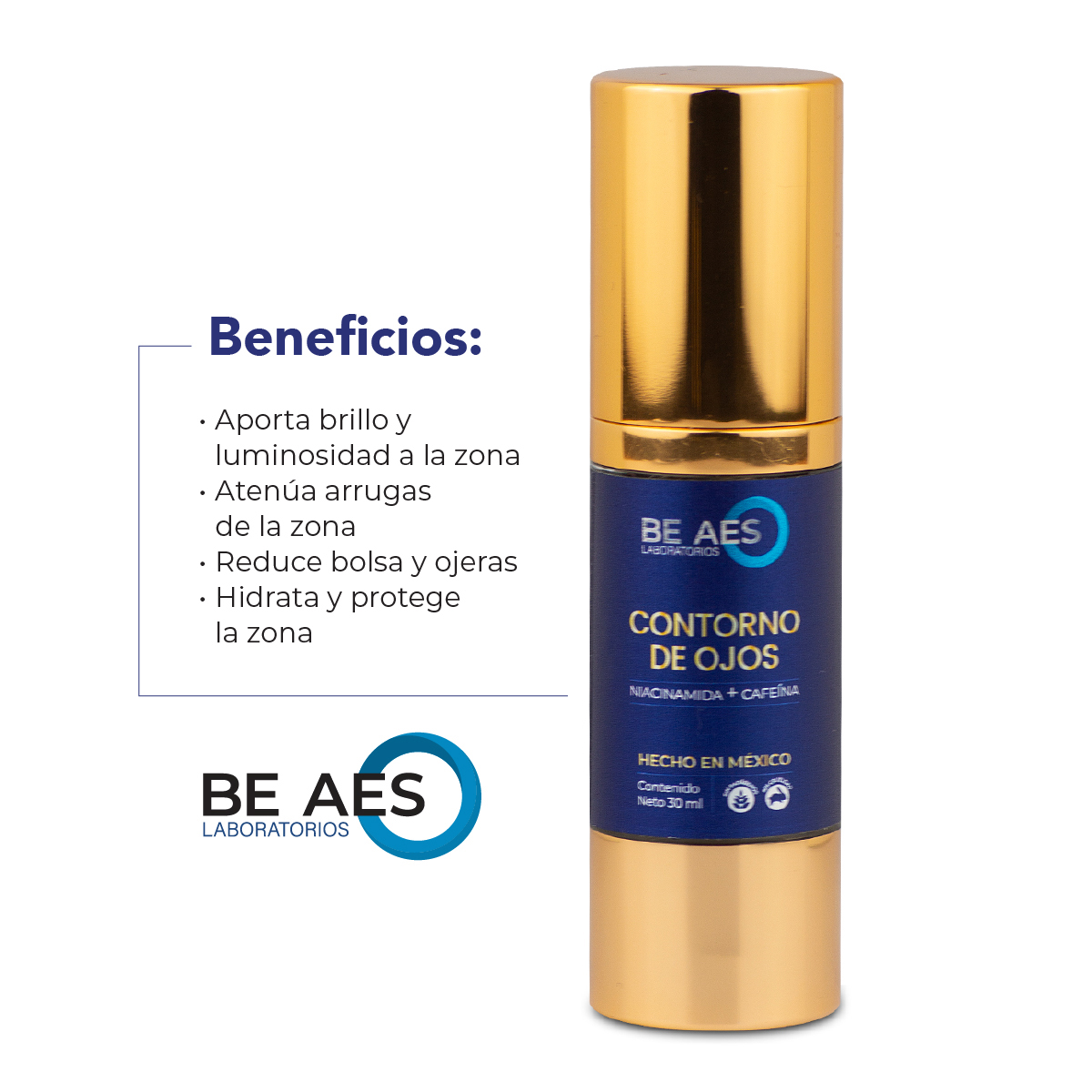 Foto 6 pulgar | Contorno De Ojos Be Aes Niacinamida Cafeína Y Péptidos 30ml