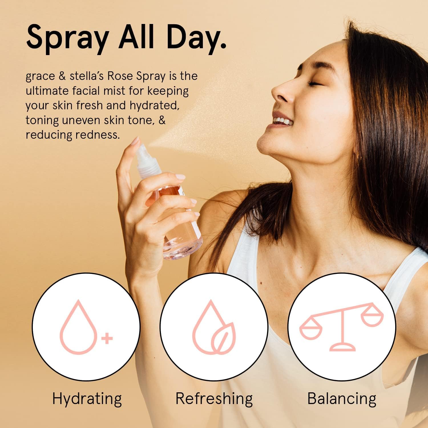 Foto 3 pulgar | Spray Facial Grace & Stella, Galardonado Con El Premio, Agua De Rosas, 240 Ml - Venta Internacional.