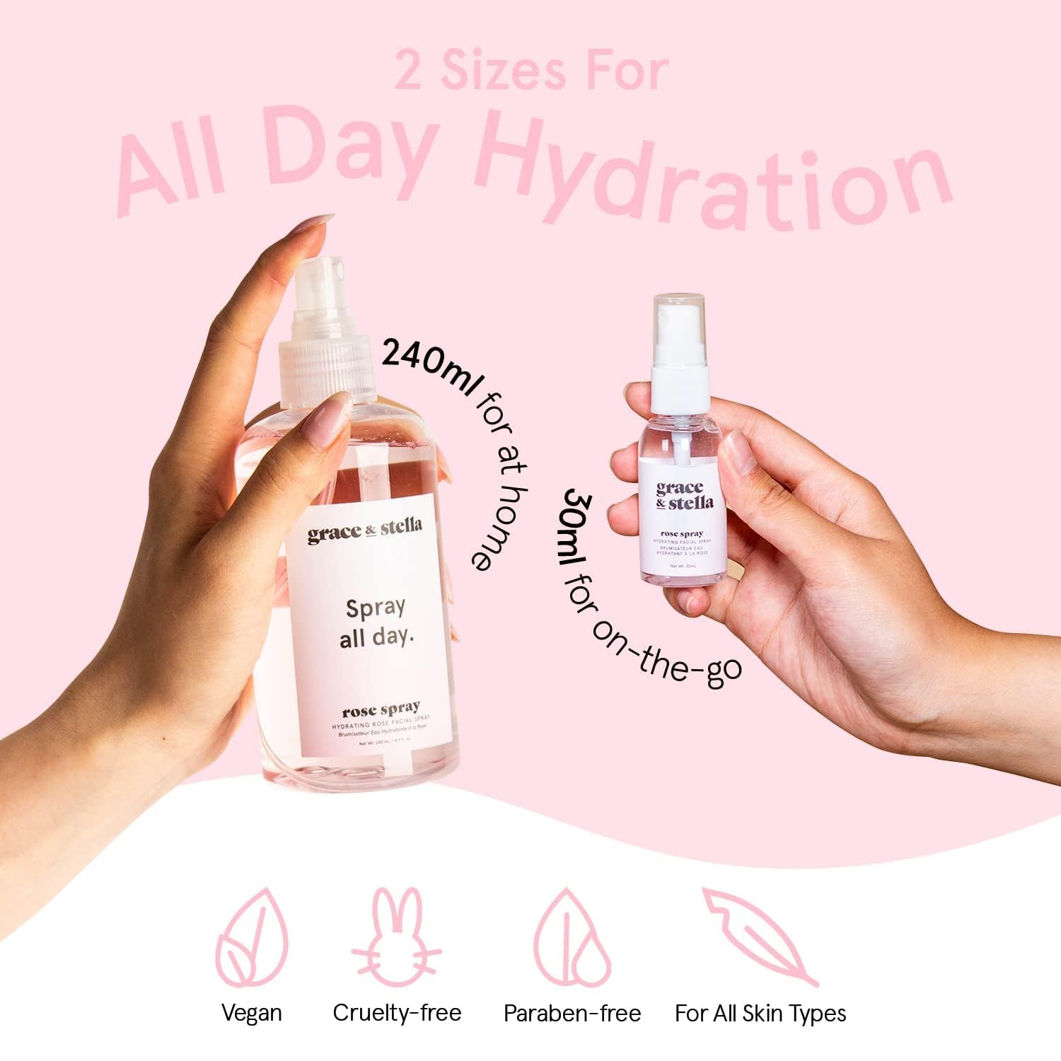 Foto 6 pulgar | Spray Facial Grace & Stella, Galardonado Con El Premio, Agua De Rosas, 240 Ml - Venta Internacional.