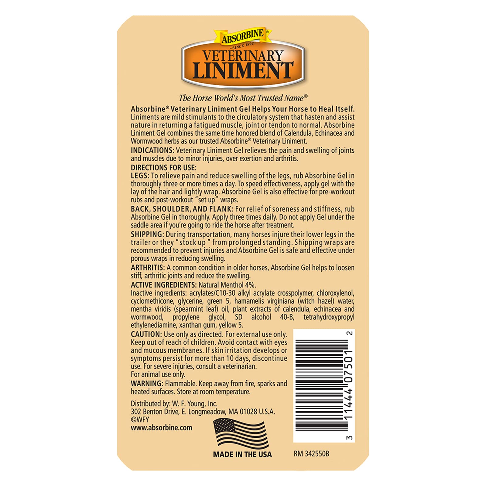Foto 3 pulgar | Gel Analgésico Absorbine Veterinary Liniment 350 Ml - Venta Internacional.