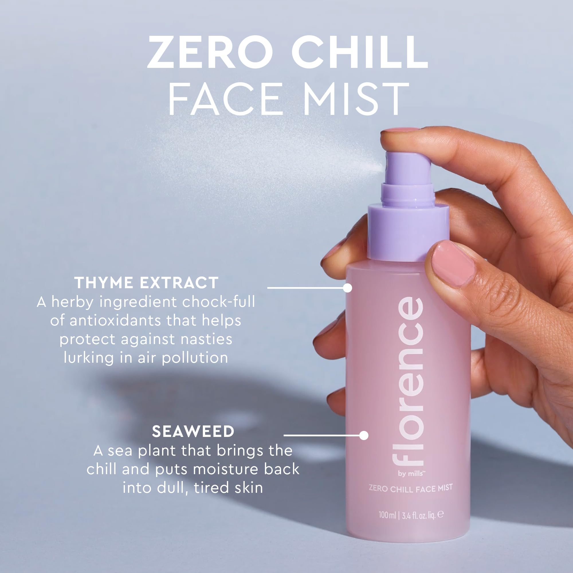 Foto 3 pulgar | Bruma Facial Florence By Mills Zero Chill Rose, 100 Ml - Venta Internacional.