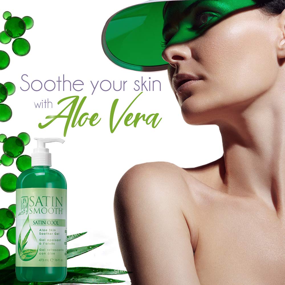 Foto 2 | Gel De Aloe Vera Satin Smooth, Calmante Para Después De La Cera, 480 Ml - Venta Internacional.