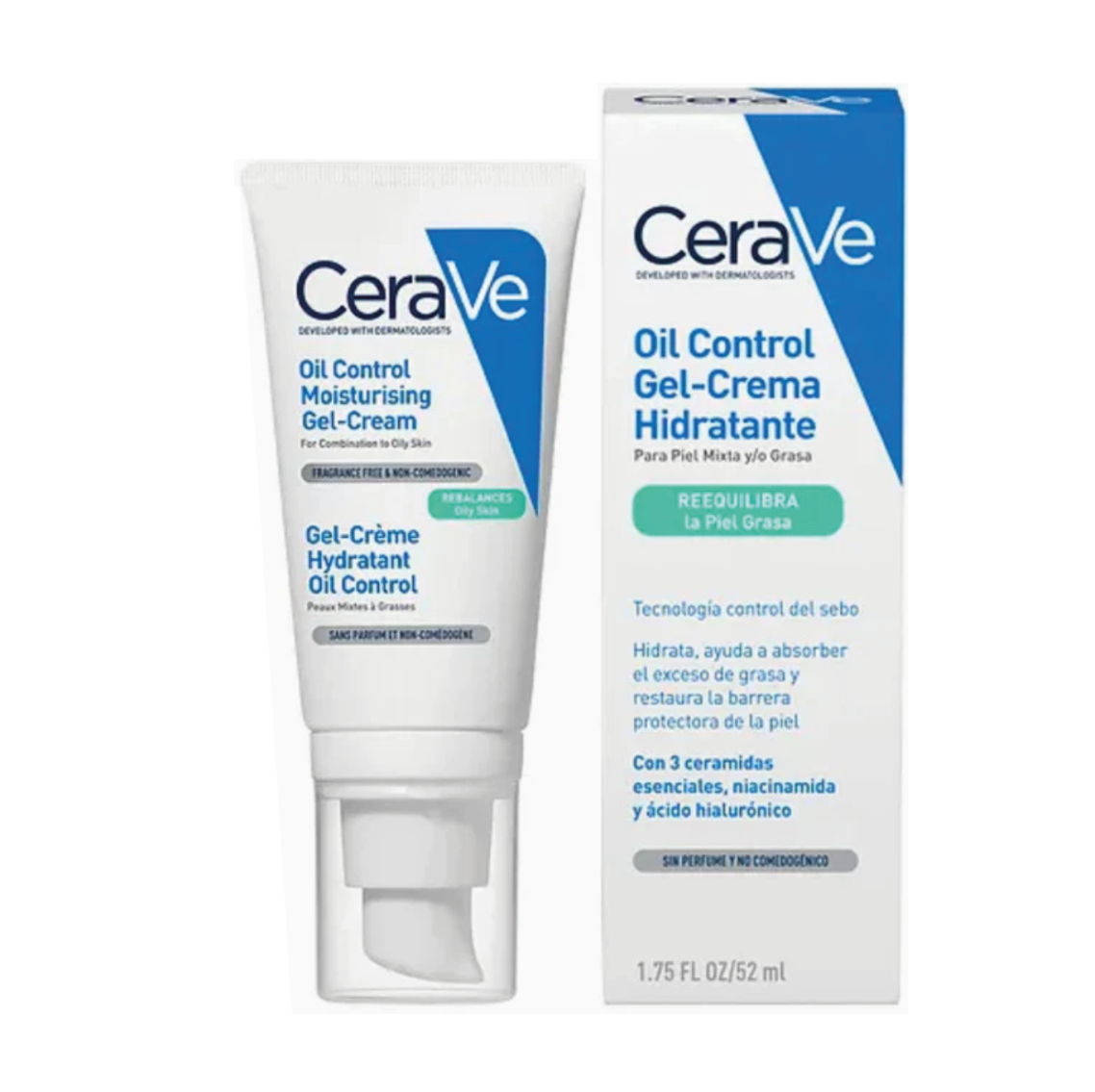 Cerave Gel Crema Hidratante Oil Control 52ml | Piel Grasa O Mixta | Matificante Sin Brillo Facial