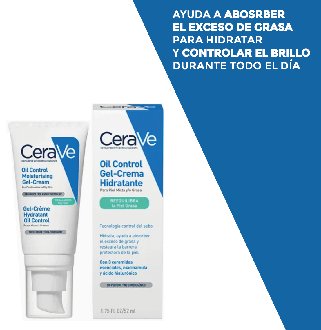 Foto 4 pulgar | Cerave Gel Crema Hidratante Oil Control 52ml | Piel Grasa O Mixta | Matificante Sin Brillo Facial