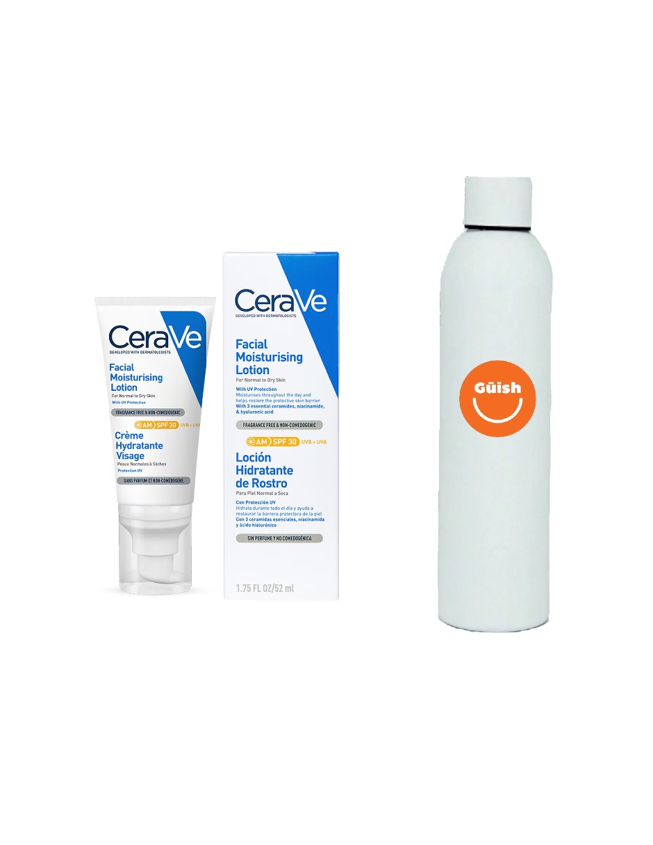Loción Hidratante De Rostro Cerave Fps30 + Termo De Agua De Regalo Güish