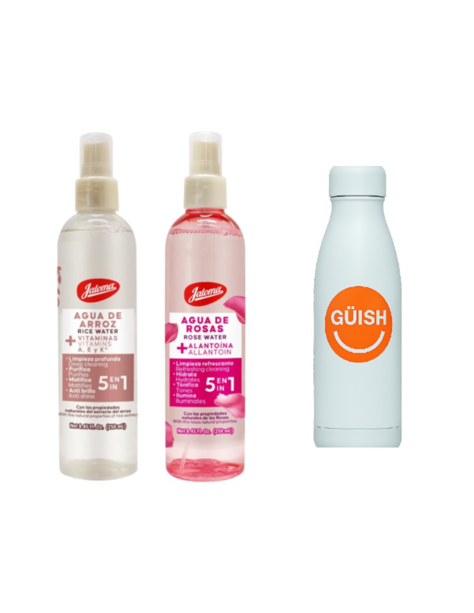 Foto 2 pulgar | Jaloma Duo Pack Agua De Rosas + Agua De Arroz, Facial 250ml + Gratis Termo Güish De Regalo