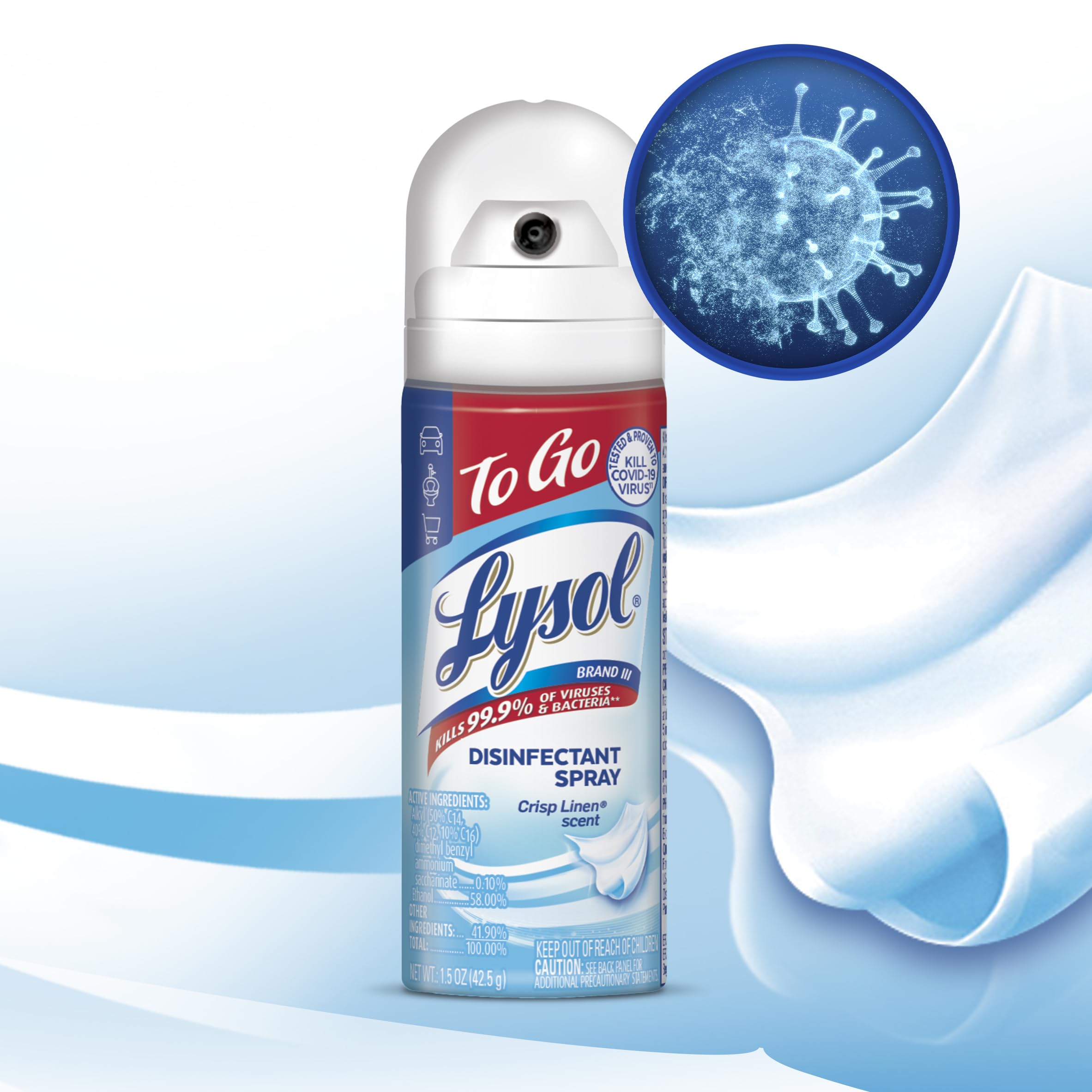 Foto 5 | Spray Desinfectante Lysol To Go Crisp Linen, 44 Ml, Paquete De 4 Unidades - Venta Internacional.