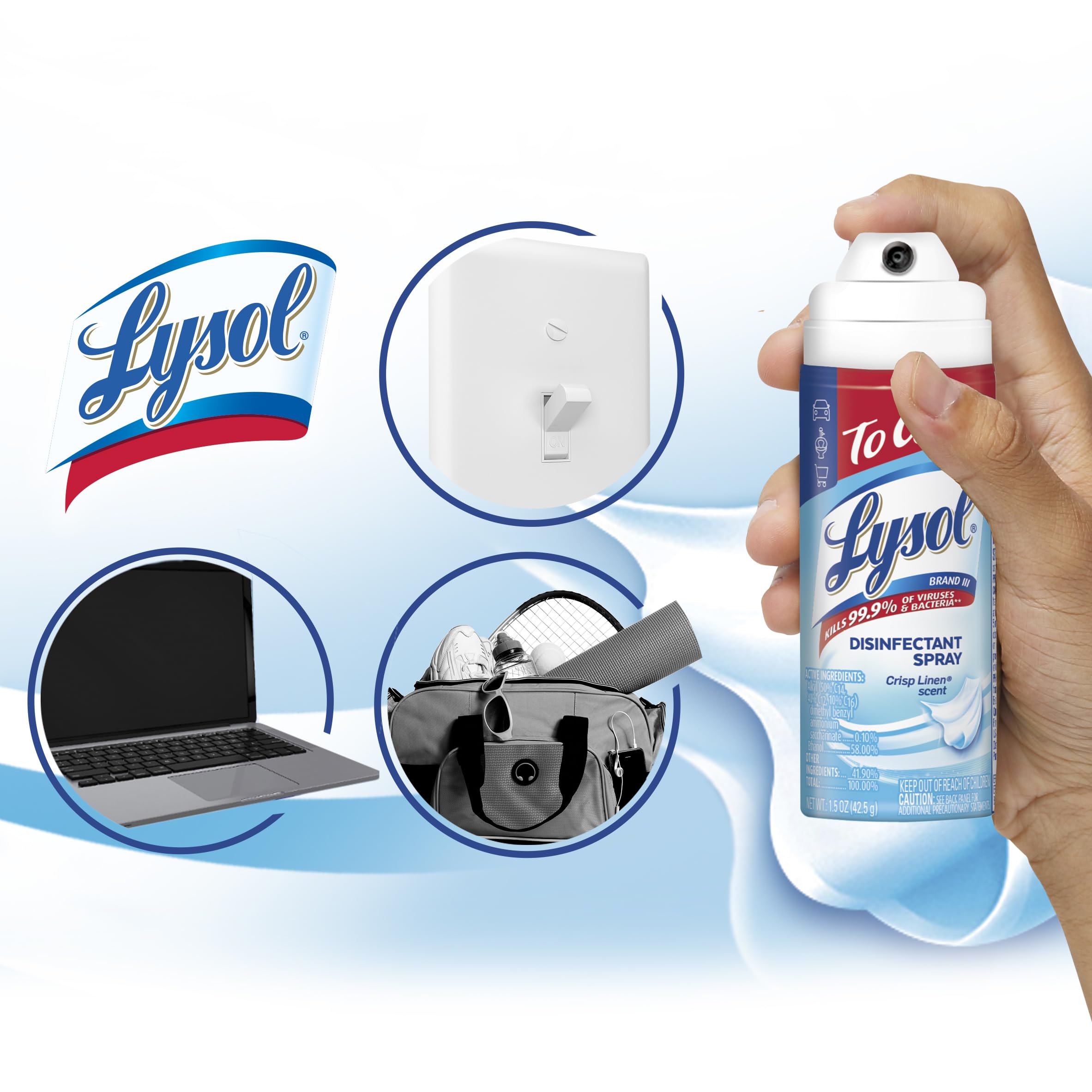 Foto 7 pulgar | Spray Desinfectante Lysol To Go Crisp Linen, 44 Ml, Paquete De 4 Unidades - Venta Internacional.
