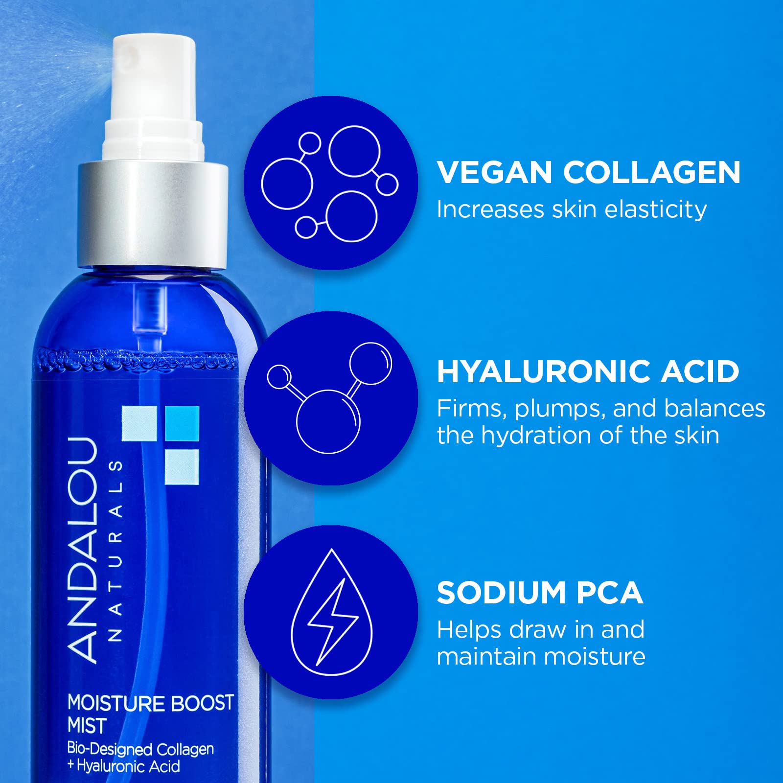 Foto 4 pulgar | Face Mist Andalou Naturals Moisture Boost Con Ácido Hialurónico - Venta Internacional.