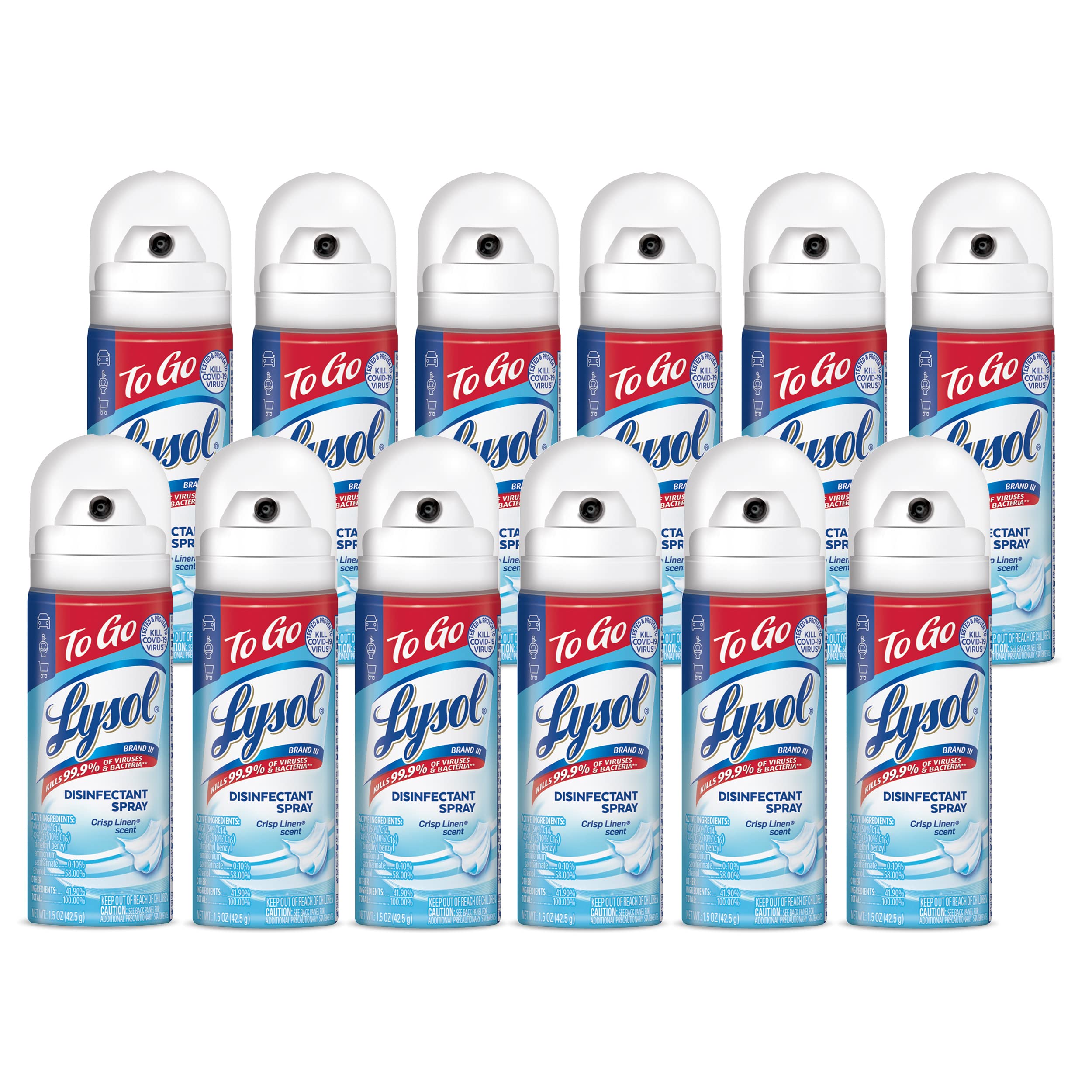 Foto 2 pulgar | Spray Desinfectante Lysol `to Go` Crisp Linen  44 Ml (paquete De 12) - Venta Internacional.