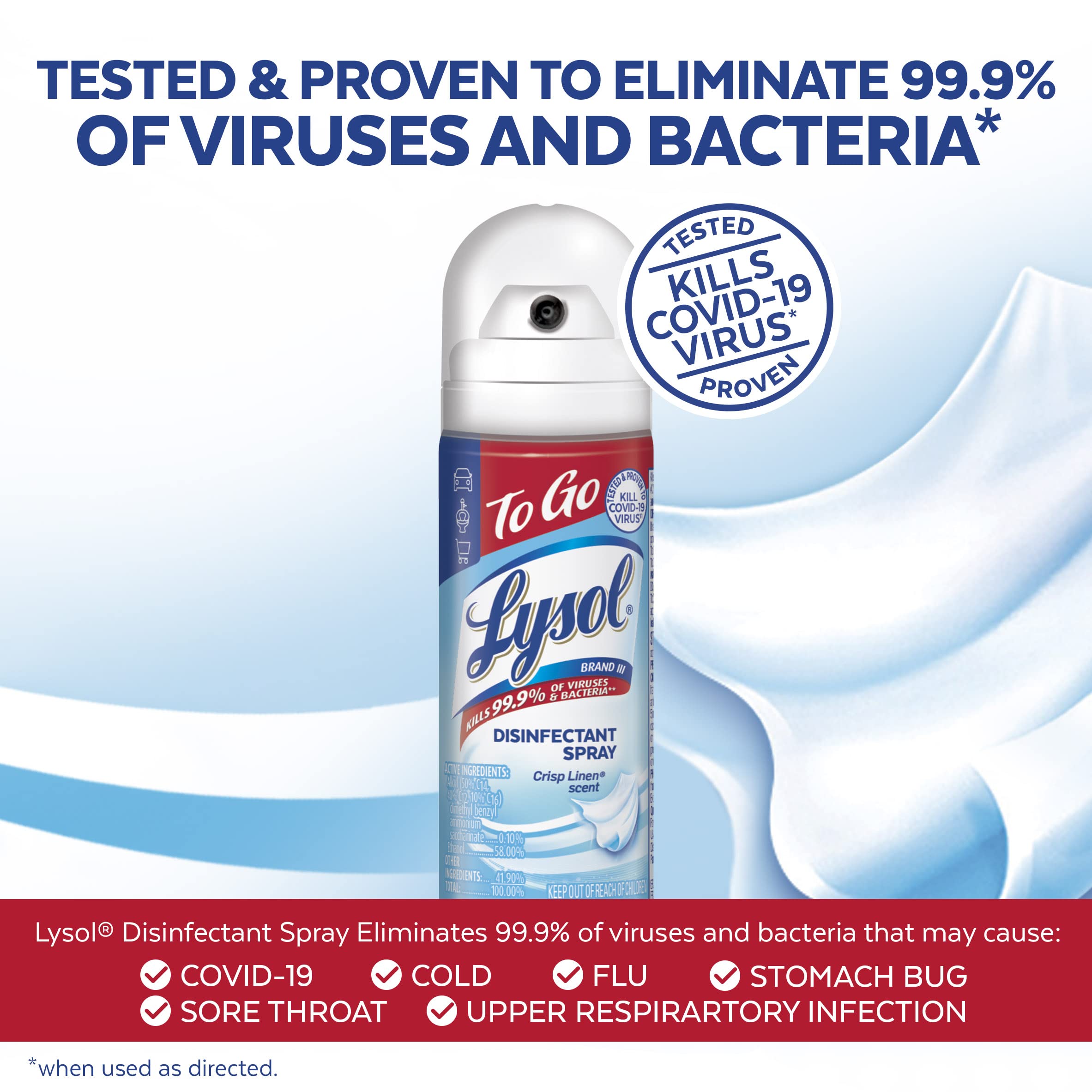 Foto 4 pulgar | Spray Desinfectante Lysol `to Go` Crisp Linen  44 Ml (paquete De 12) - Venta Internacional.