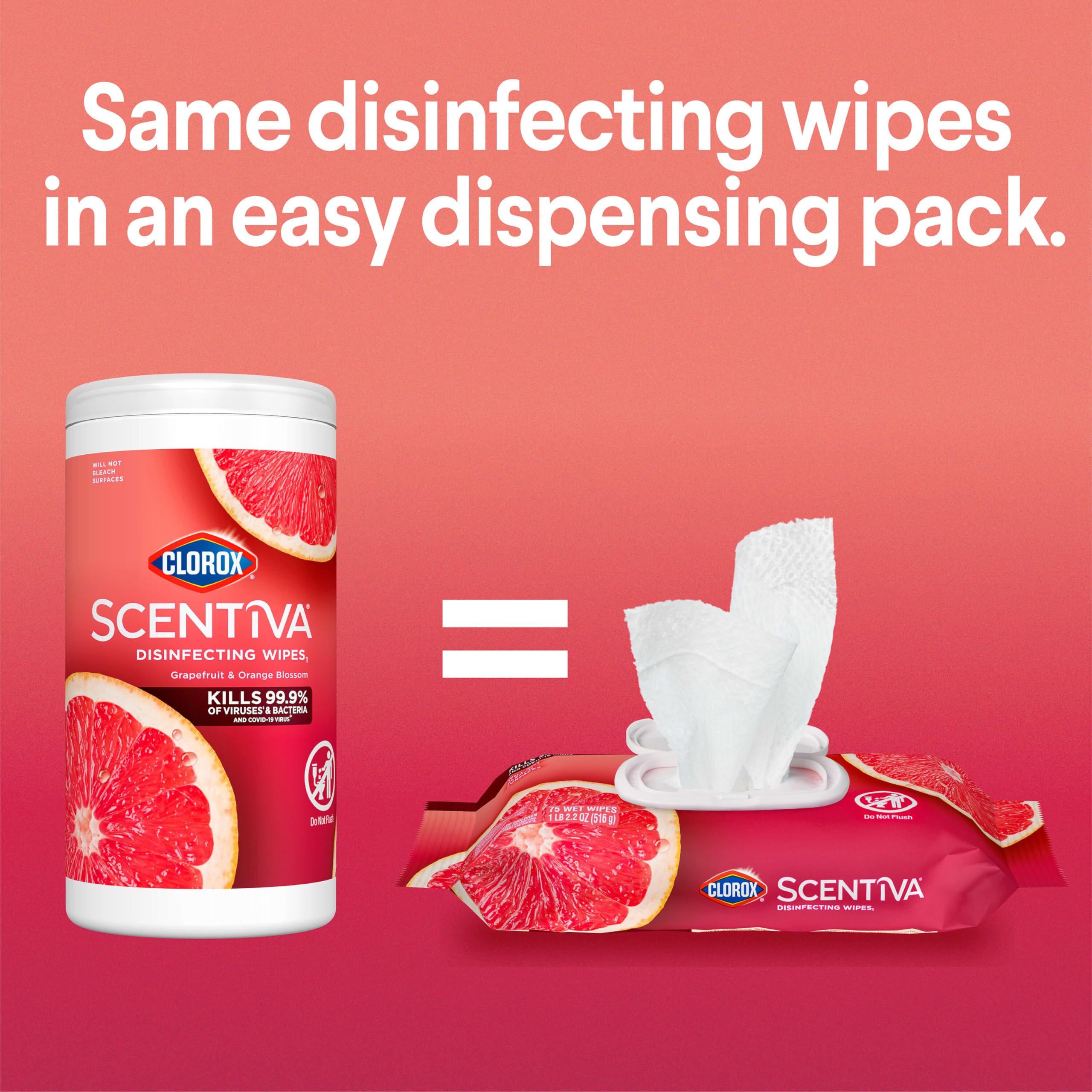 Foto 3 pulgar | Toallitas Desinfectantes Clorox Scentiva Grapefruit Orange 225 Ct - Venta Internacional.
