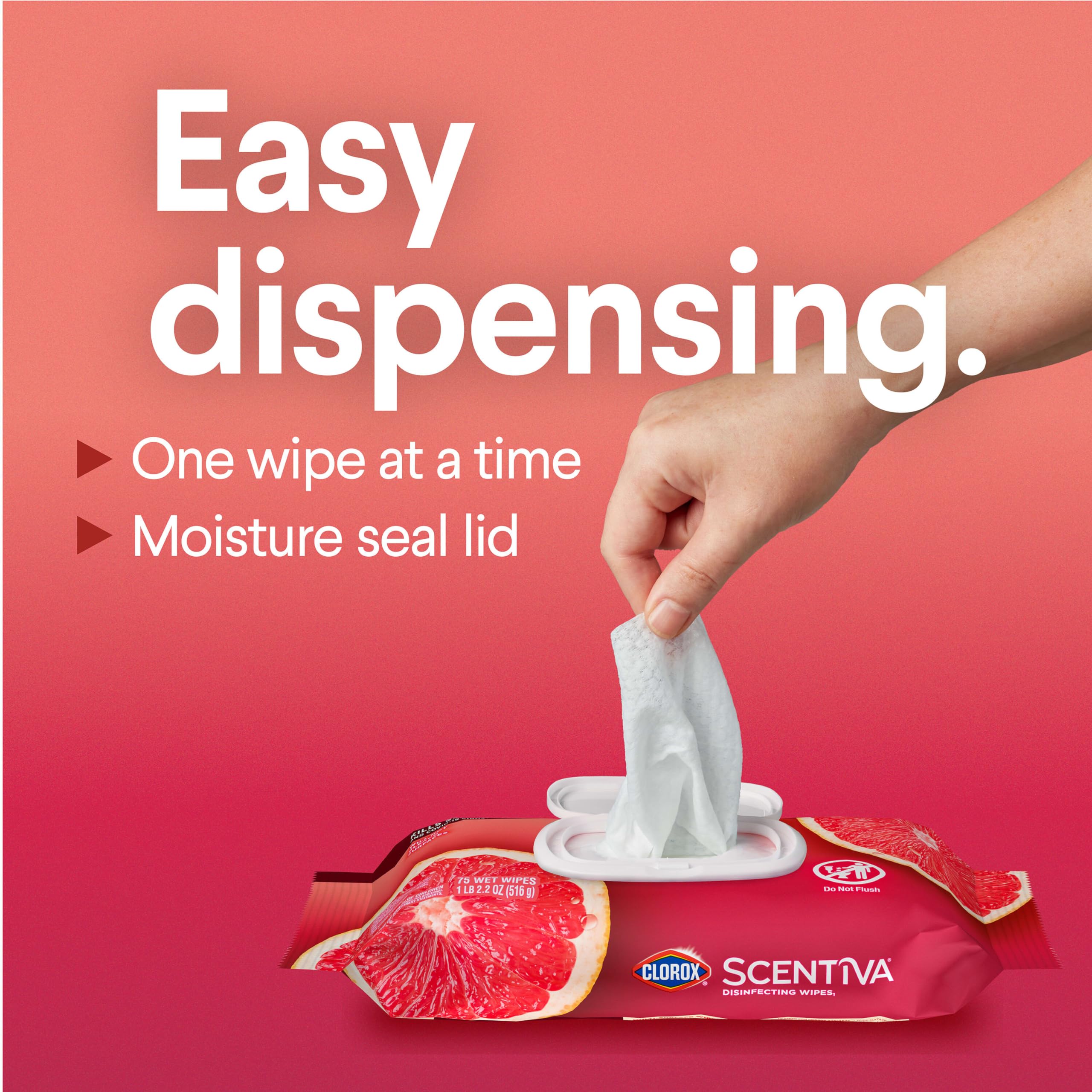 Foto 5 | Toallitas Desinfectantes Clorox Scentiva Grapefruit Orange 225 Ct - Venta Internacional.